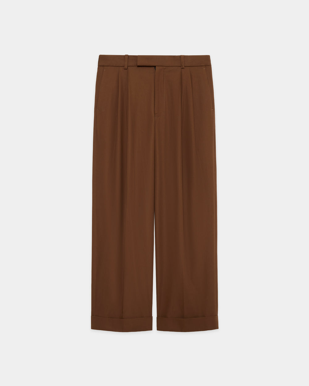 60/2オーガニック強燃ボイル3/2ツイル / ダブルプリーテッドセミイージートラウザーズ, Burnt Umber