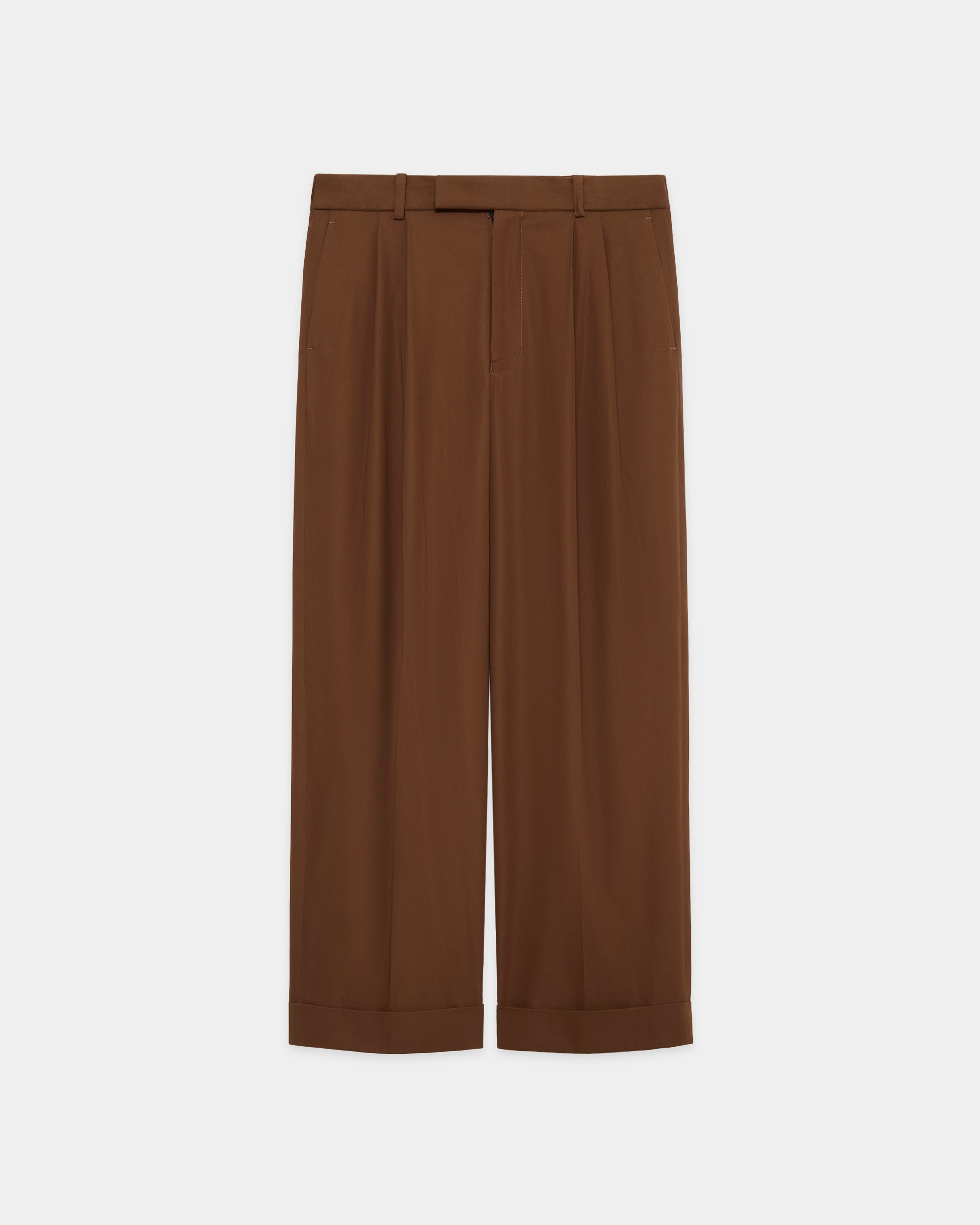 60/2オーガニック強燃ボイル3/2ツイル / ダブルプリーテッドセミイージートラウザーズ, Burnt Umber