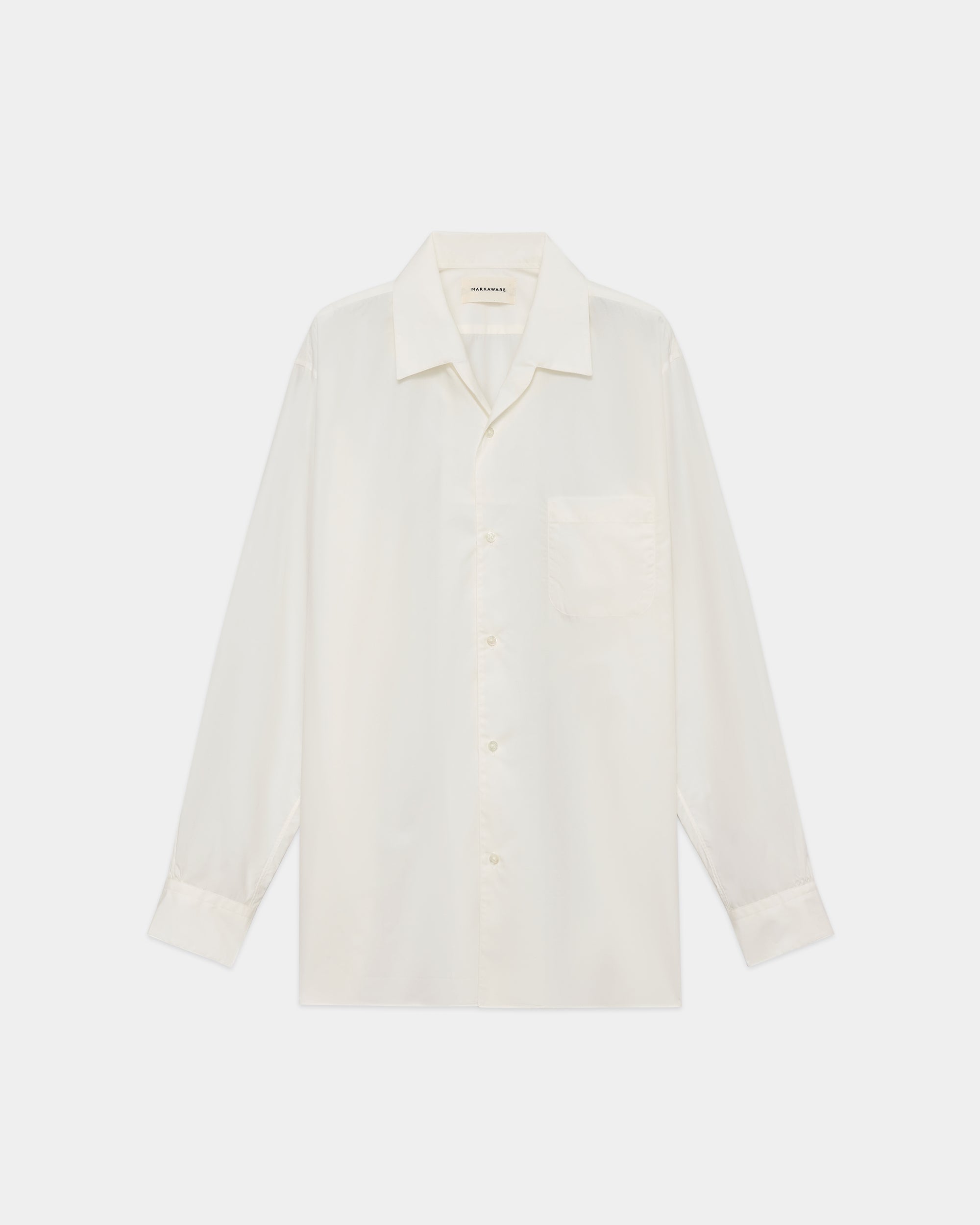 オーガニックGIZA80/1タイプライター / イタリアンオープンカラーシャツ, White