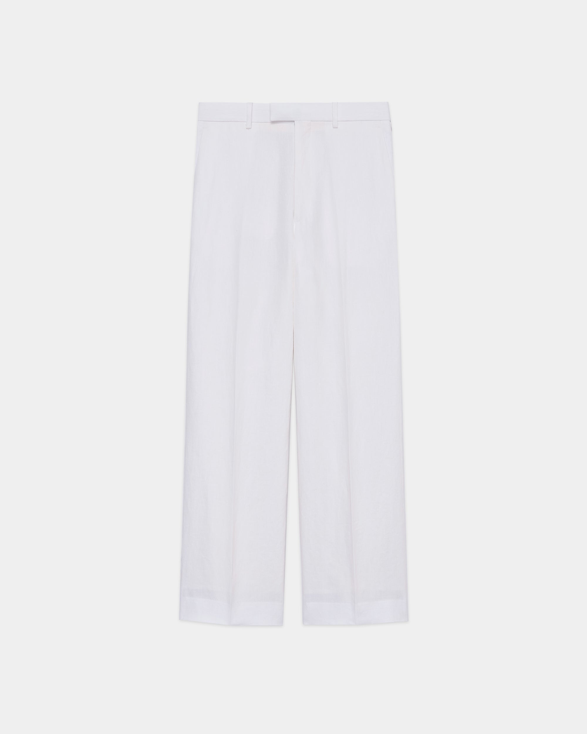 80/1ヘンプタイプライター / ワイドストレートトラウザーズ, White