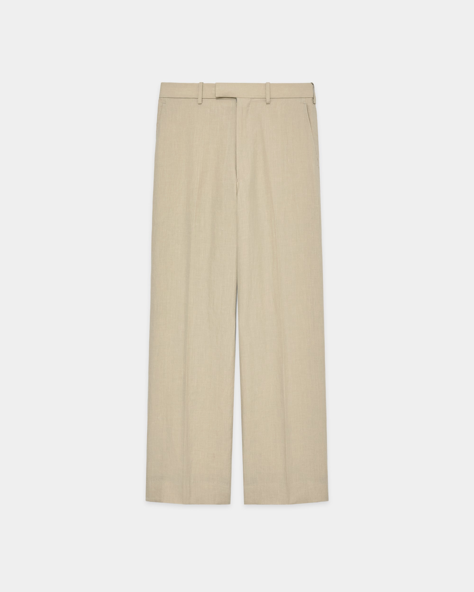 80/1ヘンプタイプライター / ワイドストレートトラウザーズ, Beige