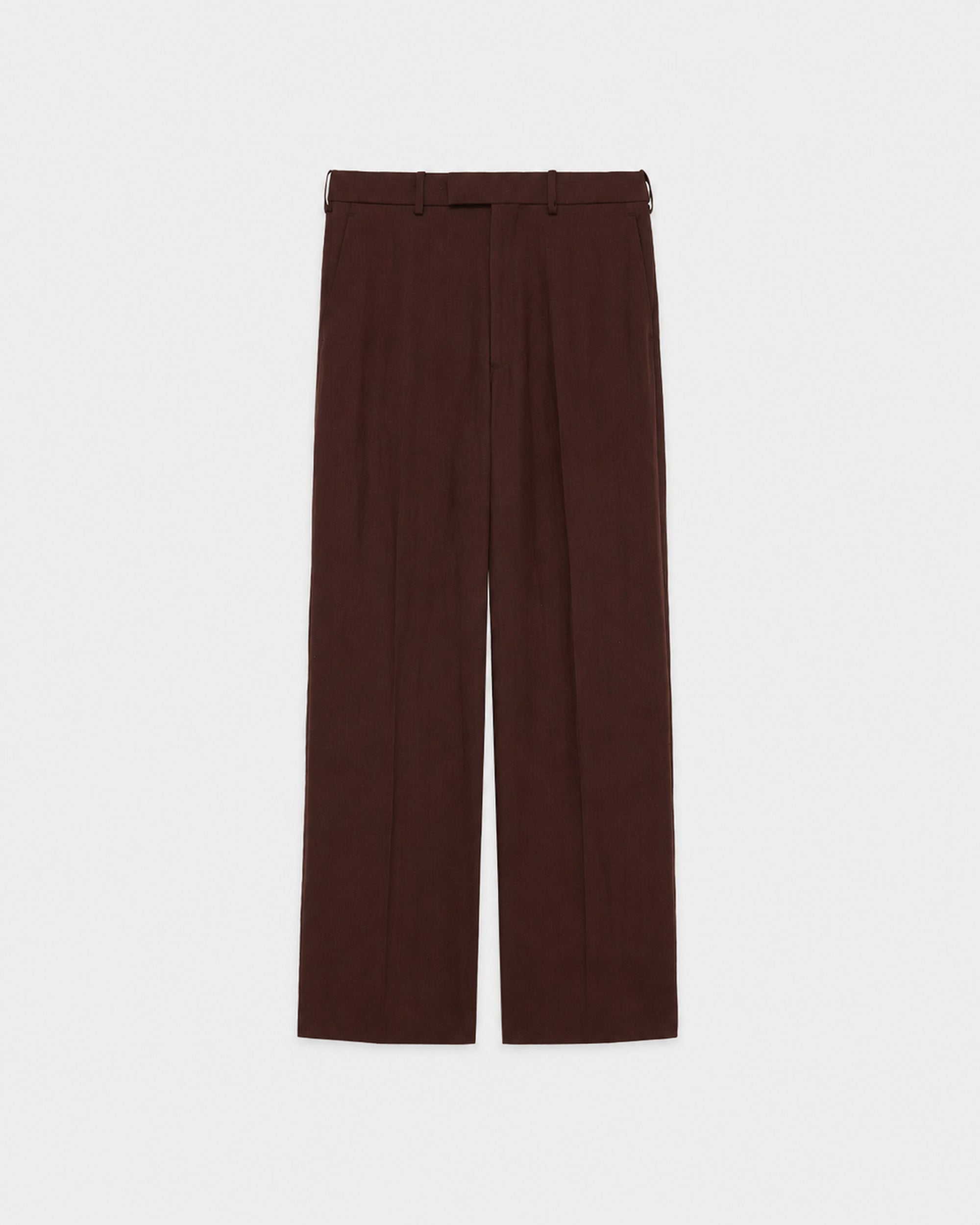 【PARKING Exclusive】Organic Wool Survival Cloth® / Wide Straight Semi Easy Trousers, Dark Brown
