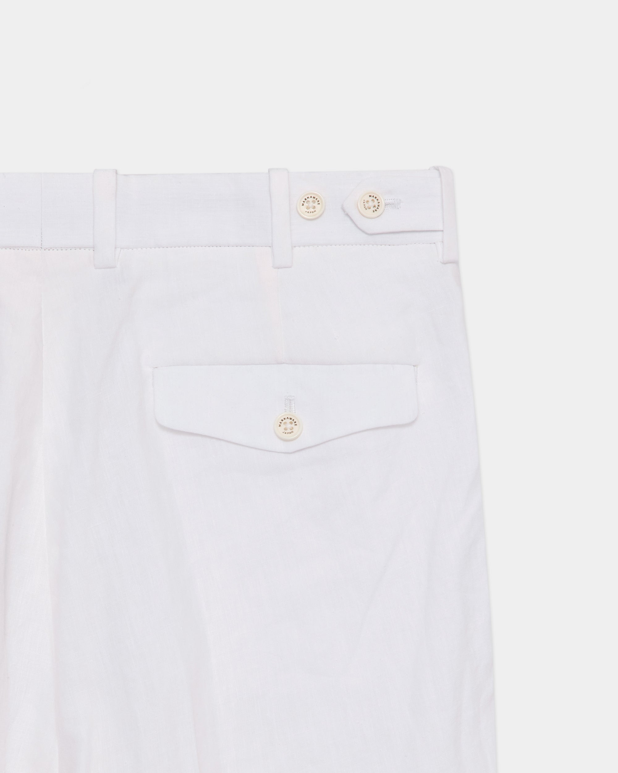 80/1ヘンプタイプライター / ダブルプリーテッドクラシックワイドトラウザーズ, White