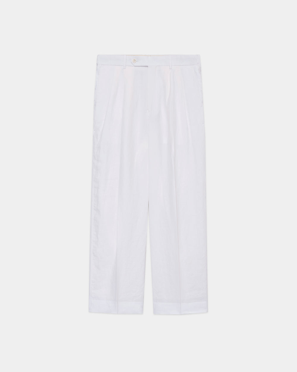 80/1ヘンプタイプライター / ダブルプリーテッドクラシックワイドトラウザーズ, White