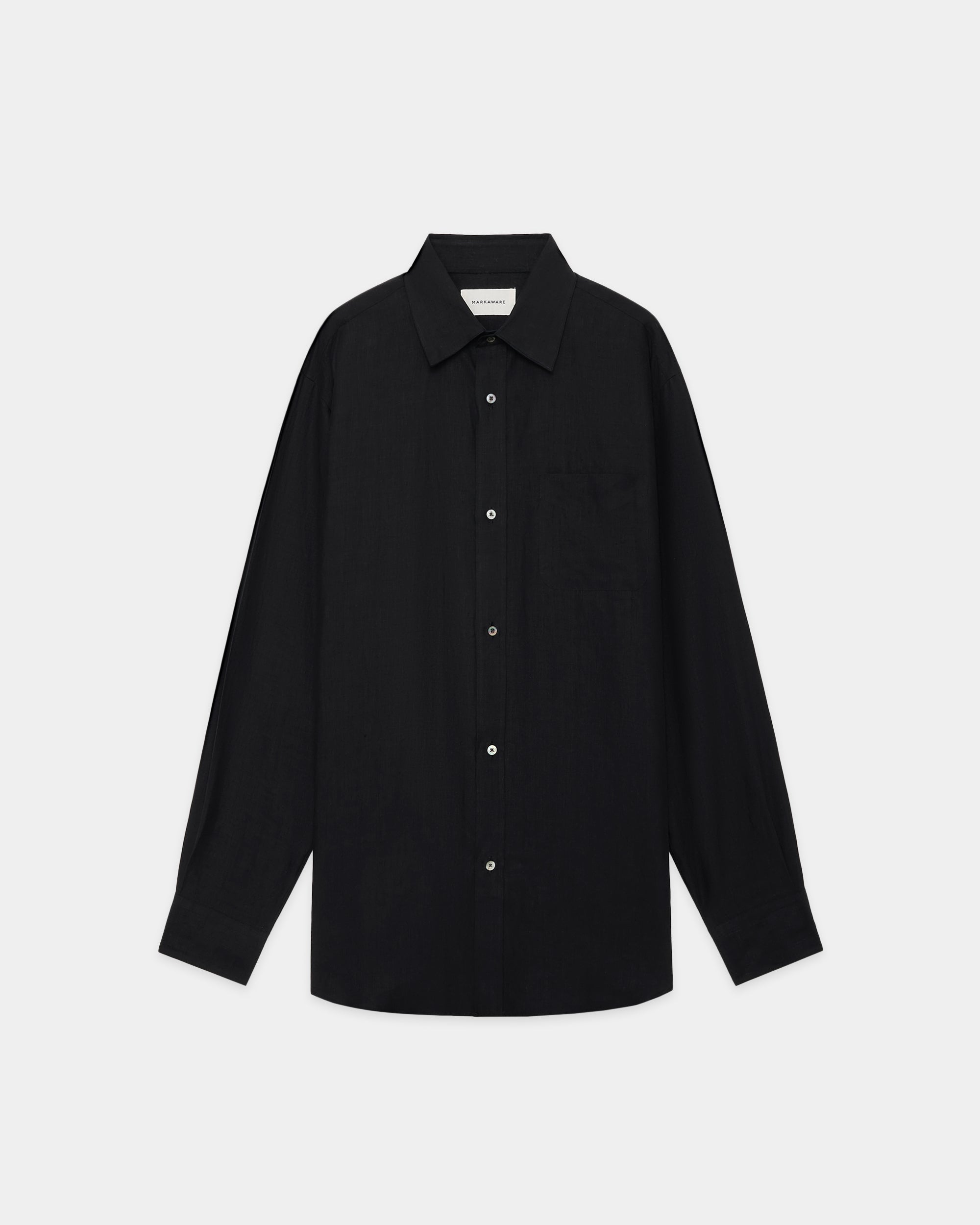 80/1ヘンプタイプライター / レギュラーフィットドレスシャツ, Black