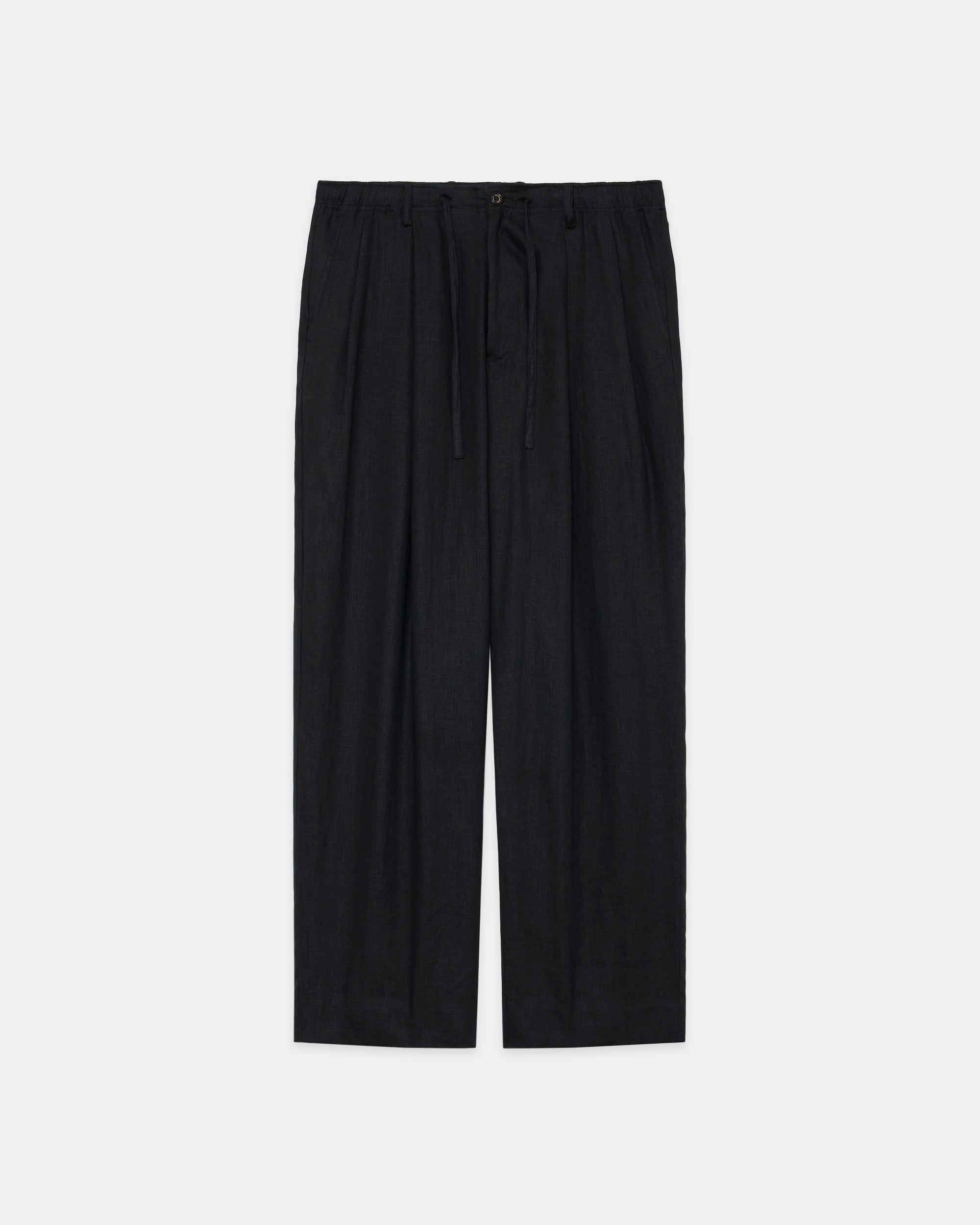 ヘンプ細布 / ダブルプリーテッドイージートラウザーズ, Black