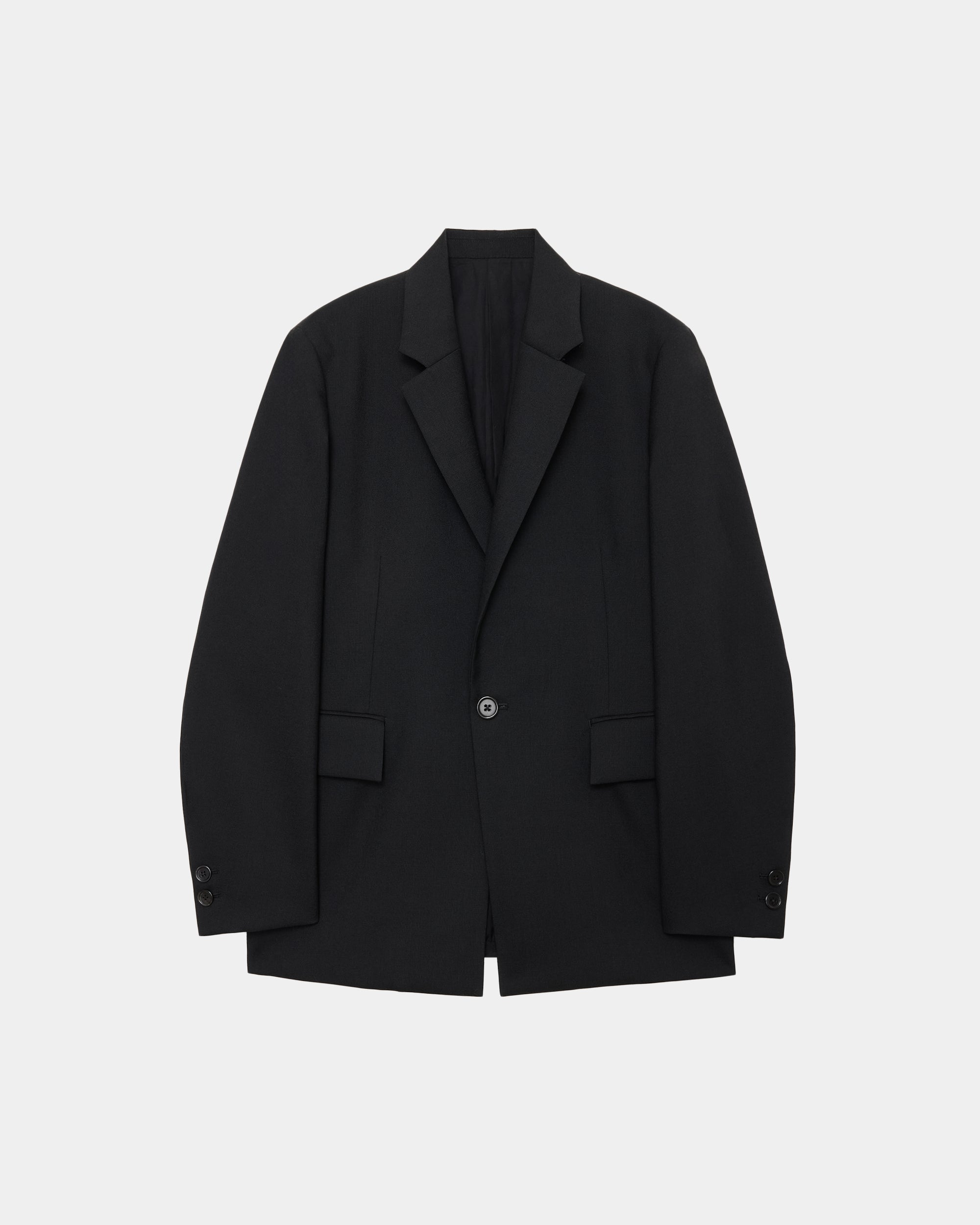 Heavy Organic Wool Tropical Square Jacket, Black