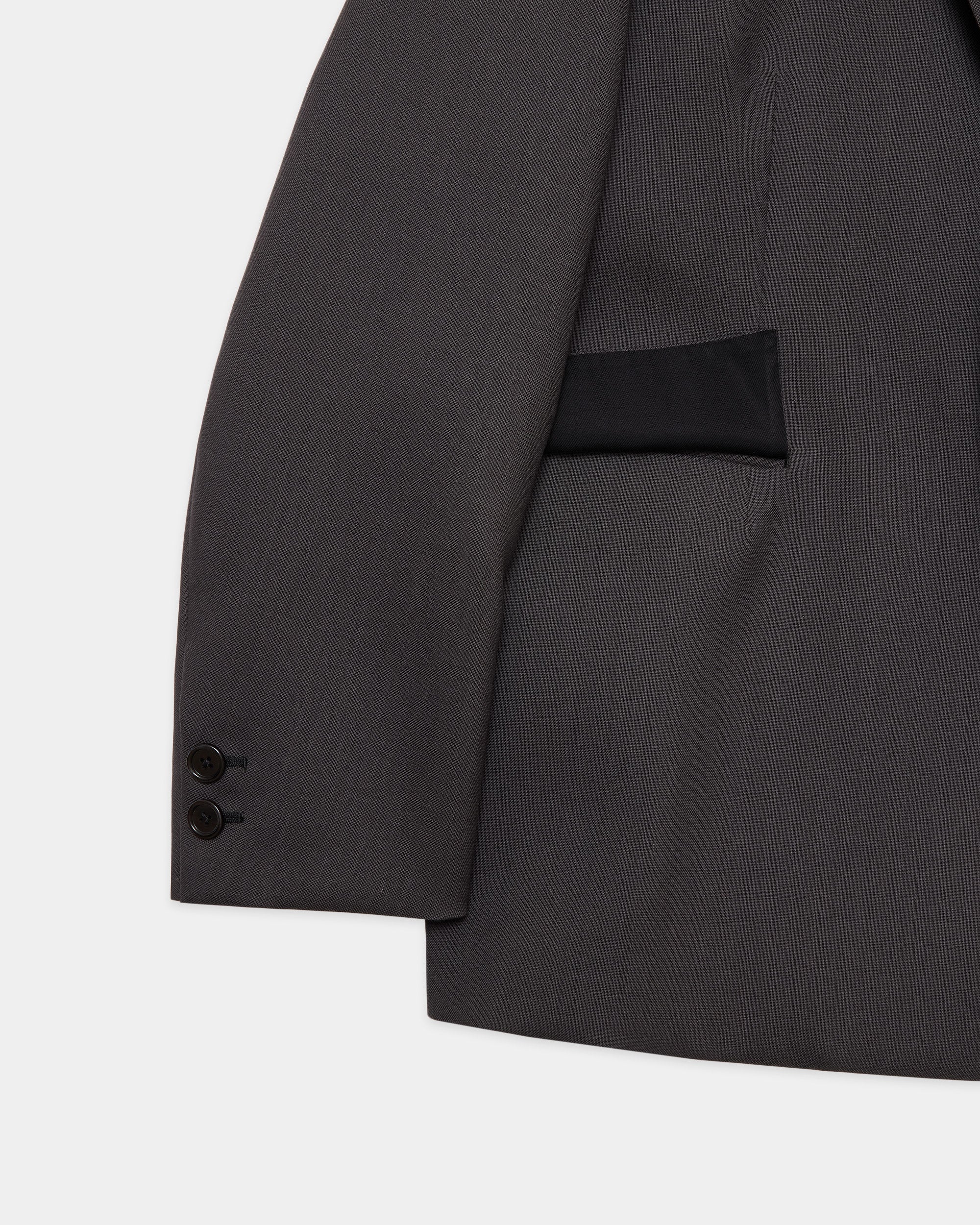 Heavy Organic Wool Tropical Square Jacket, Charcoal