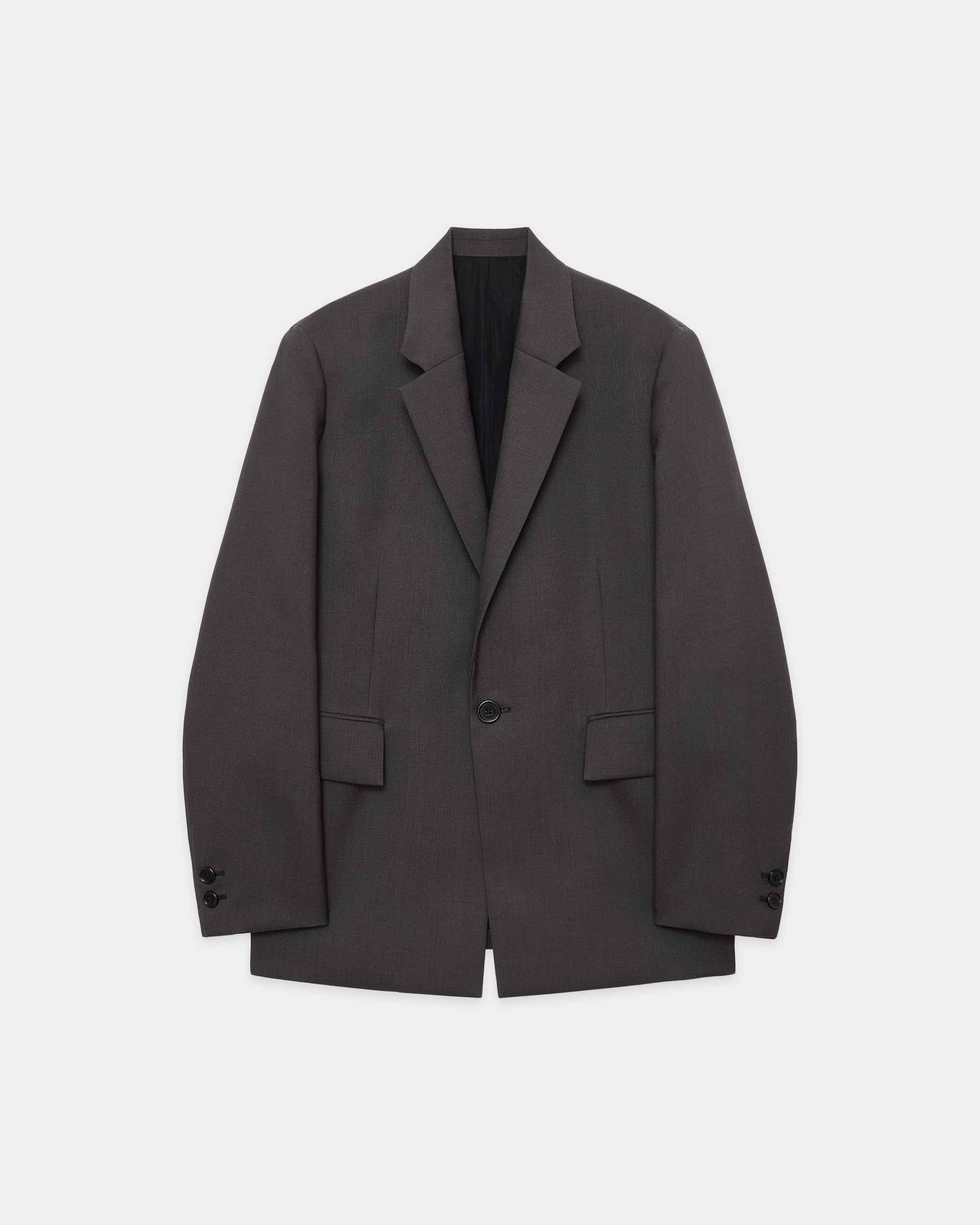 Heavy Organic Wool Tropical Square Jacket, Charcoal