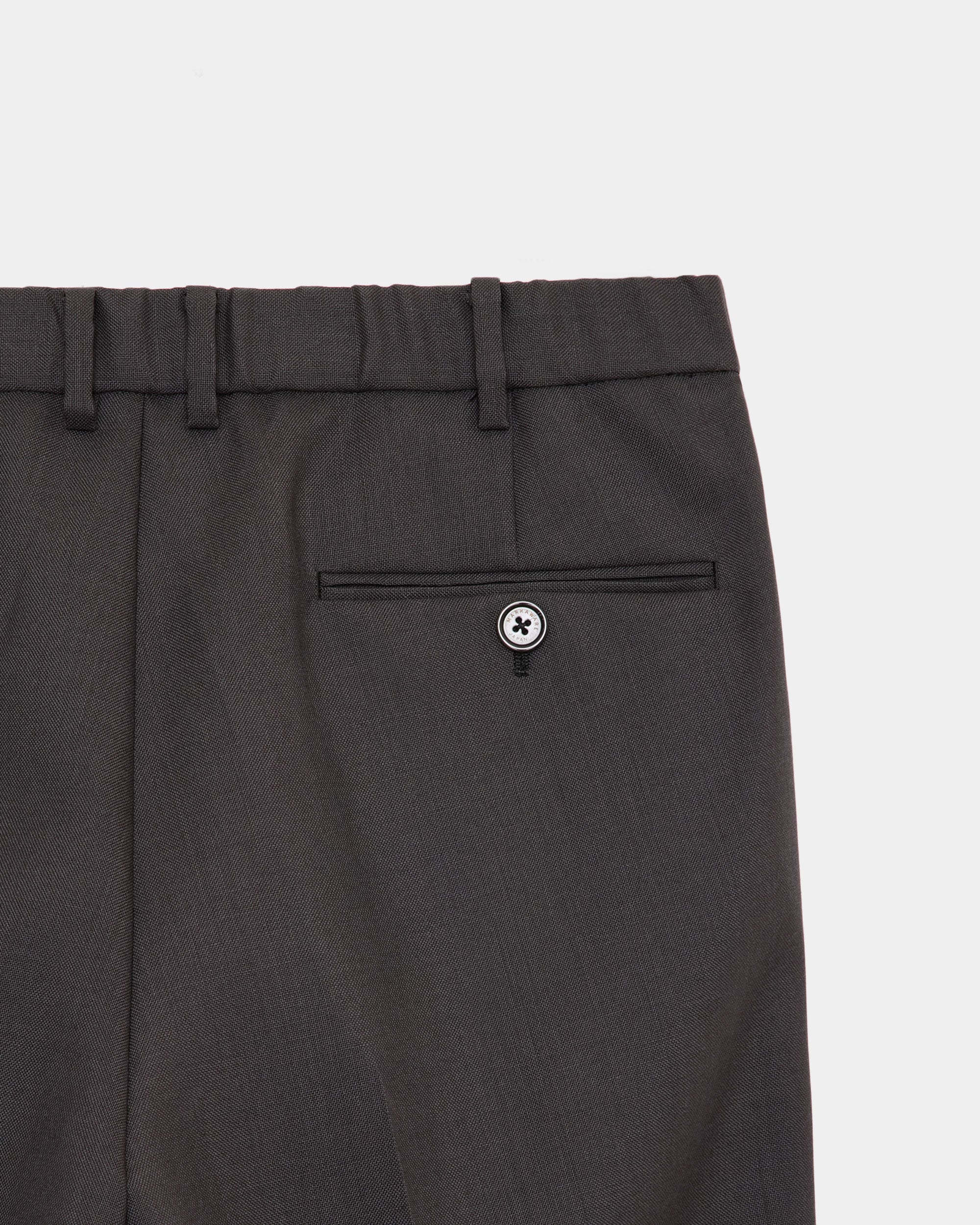 Heavy Organic Wool Tropical Wide Straight Trousers, Charcoal