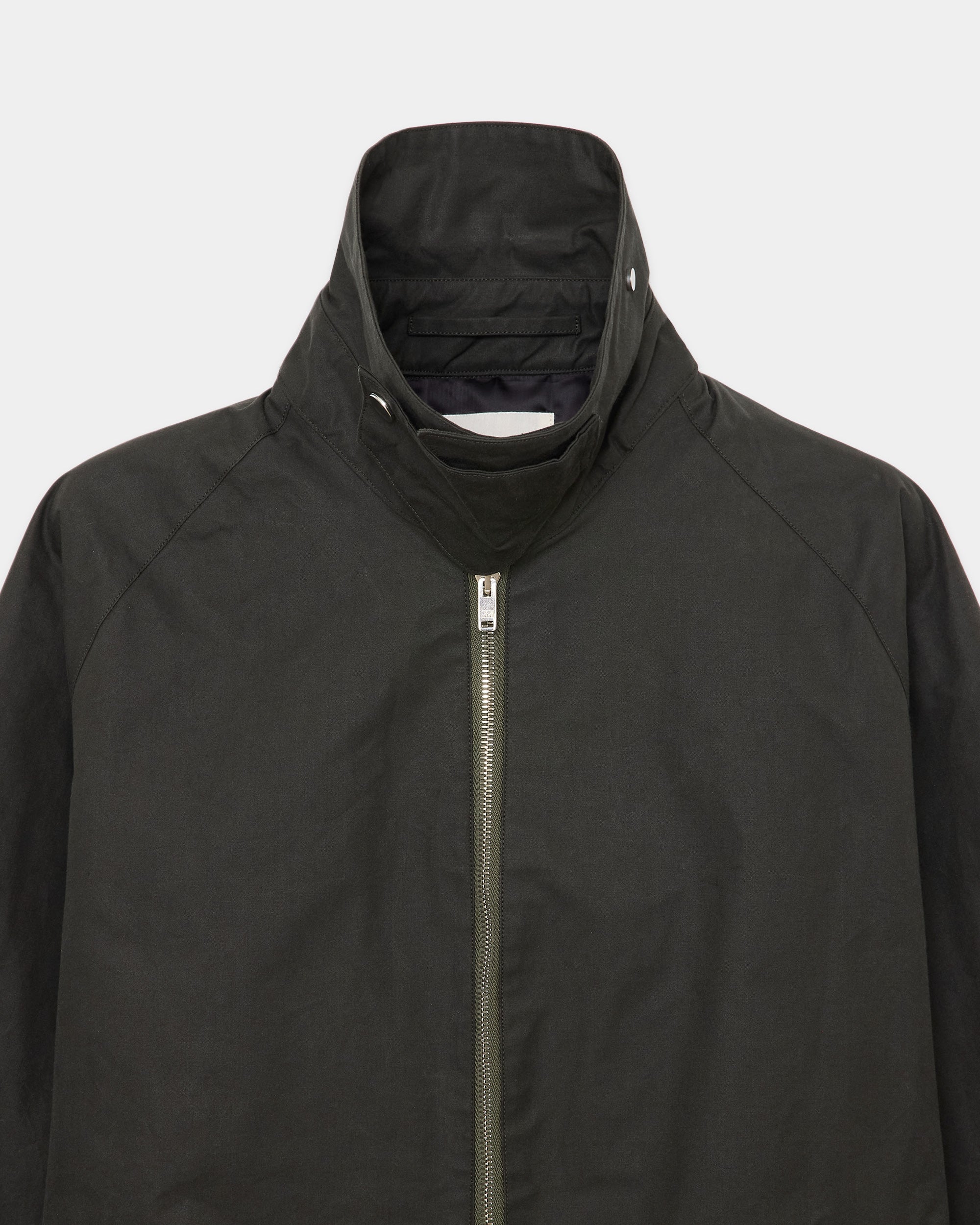 Organic Cotton Heavy All Weather Cloth Zip Up Jacket, Dark Sage