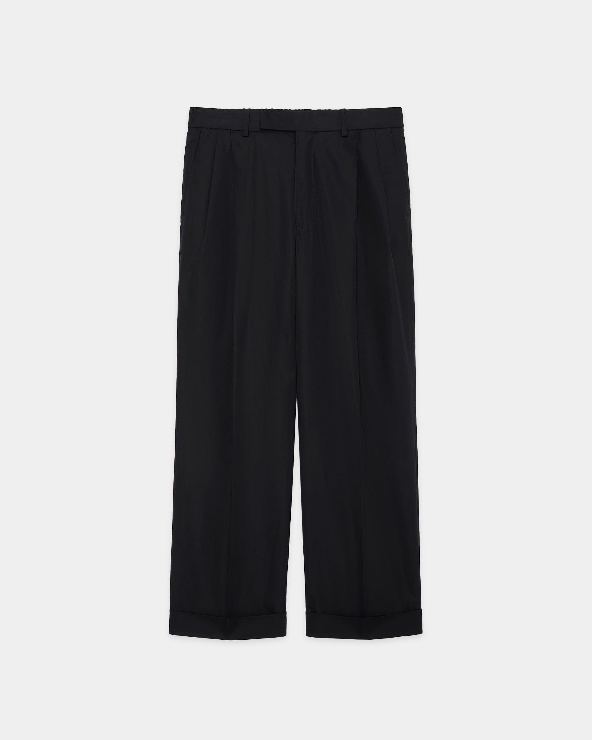 120/2オールウェザークロス	/ ダブルプリーテッドセミイージートラウザーズ, Black