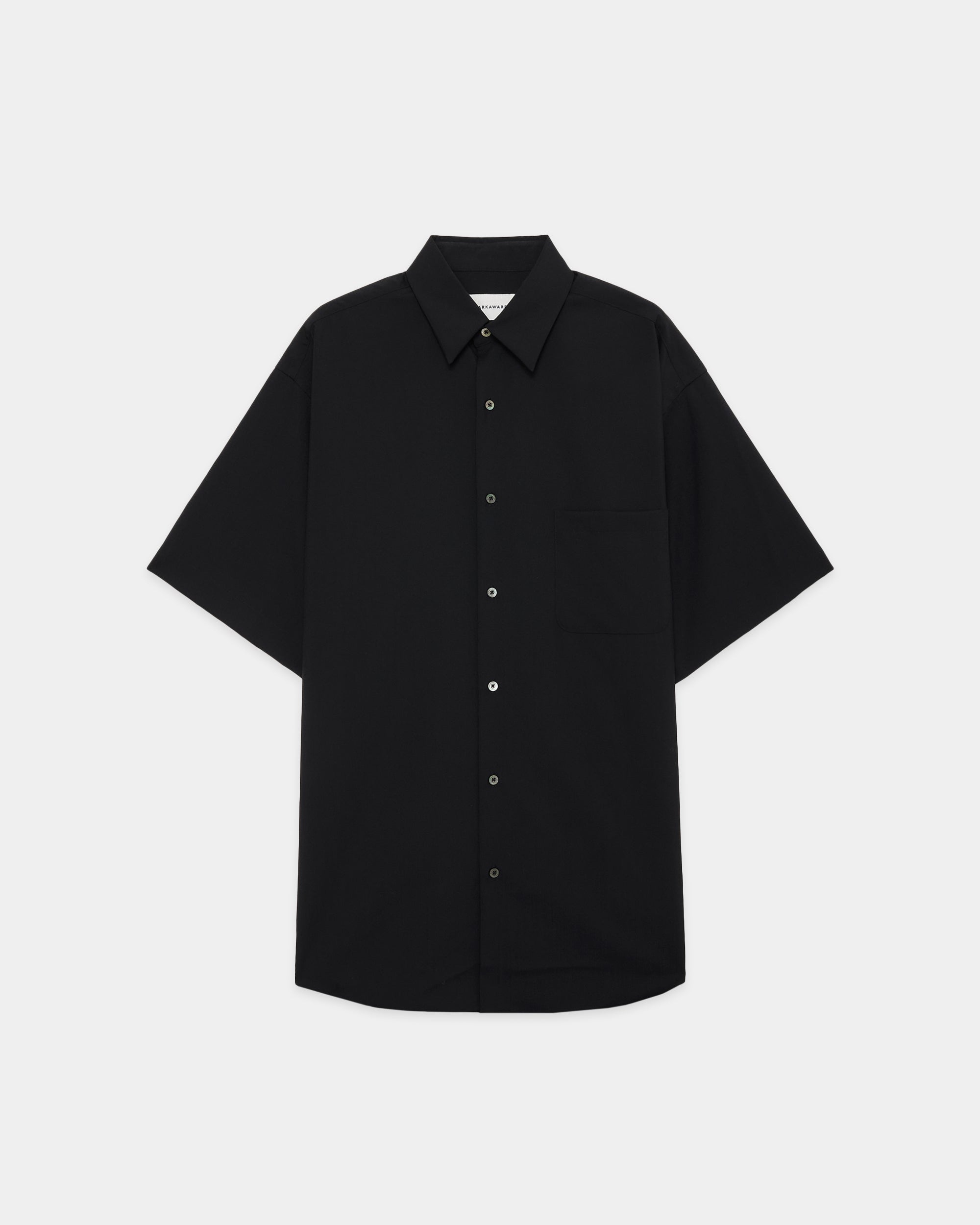 オーガニックウール2/80トロピカル / コンフォートフィットS/Sシャツ, Black