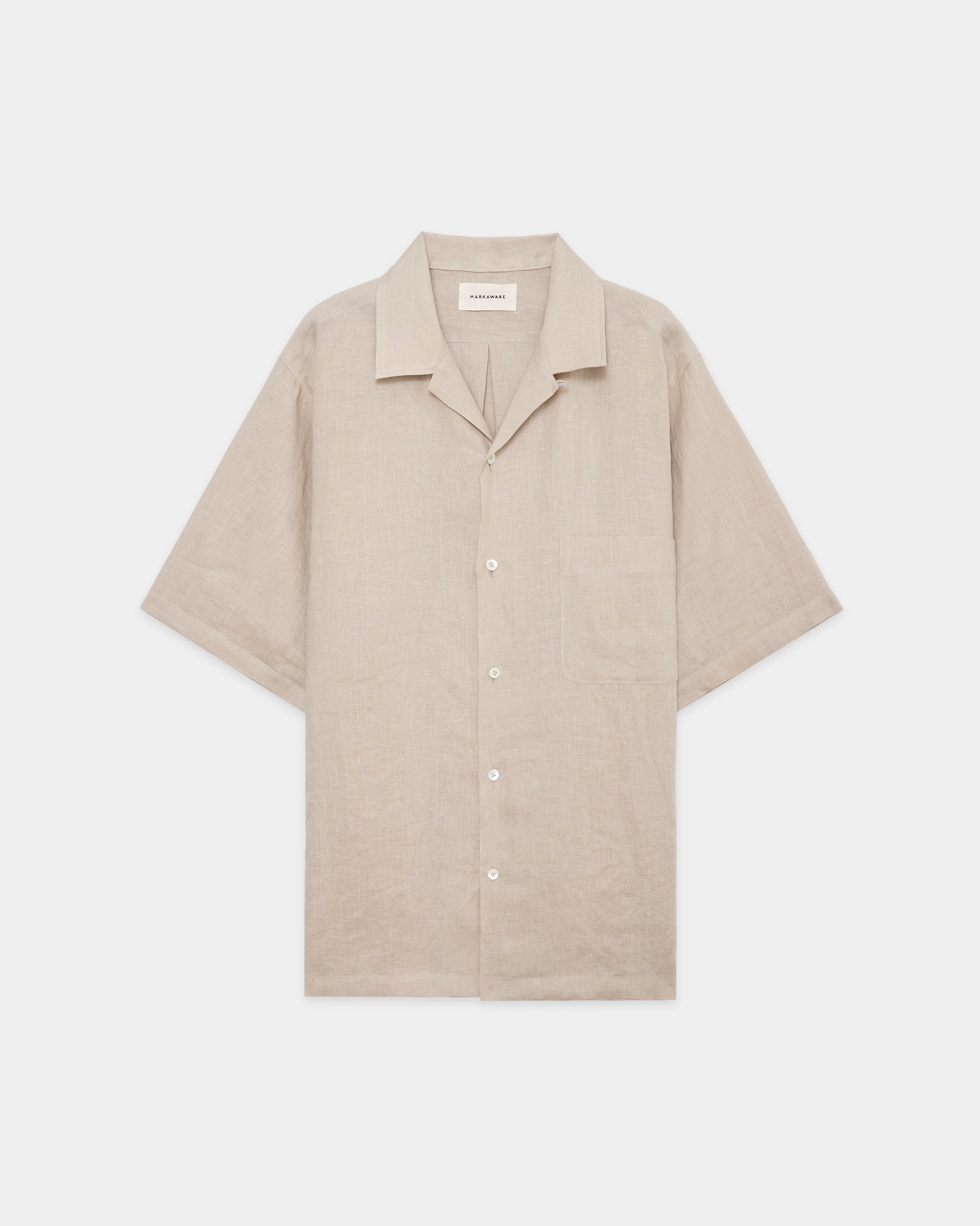 ヘンプ細布 / ニューオープンカラーS/Sシャツ, Taupe