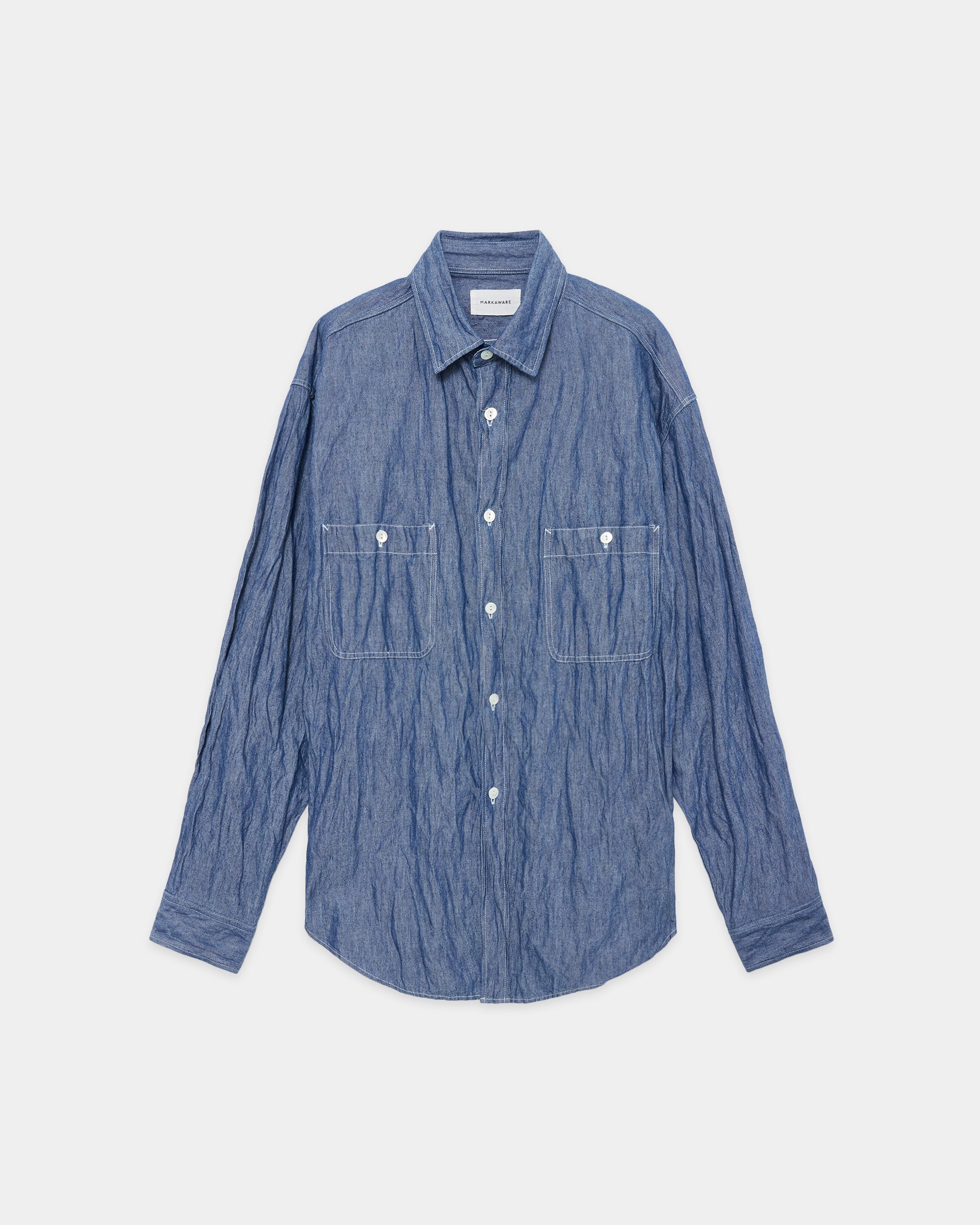 Cotton Stainless Steel Chambray / Two Pocket Work Shirt, Indigo