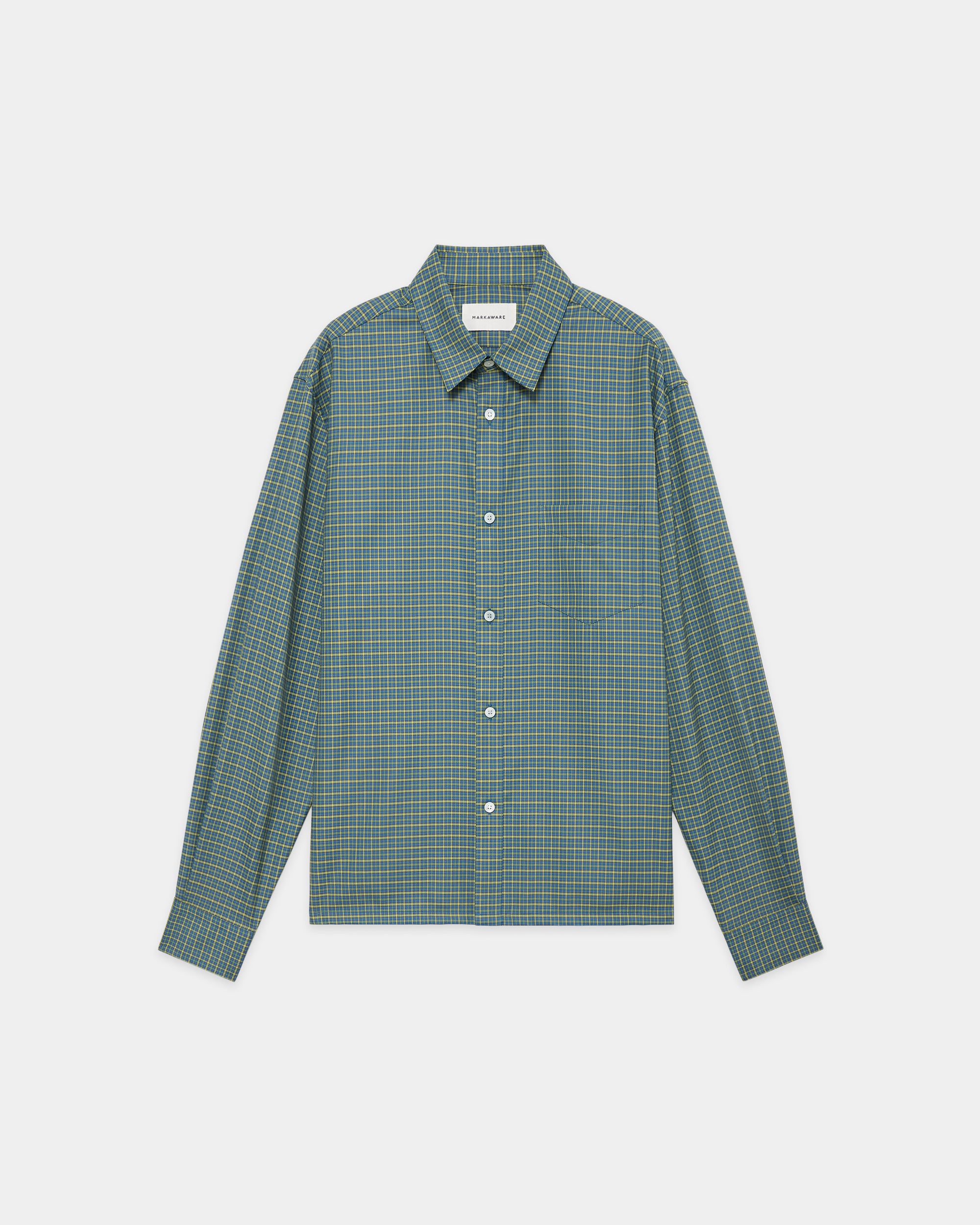 スーパー160s 防縮ウールオックスフォード / スクエアシャツ, Green Check