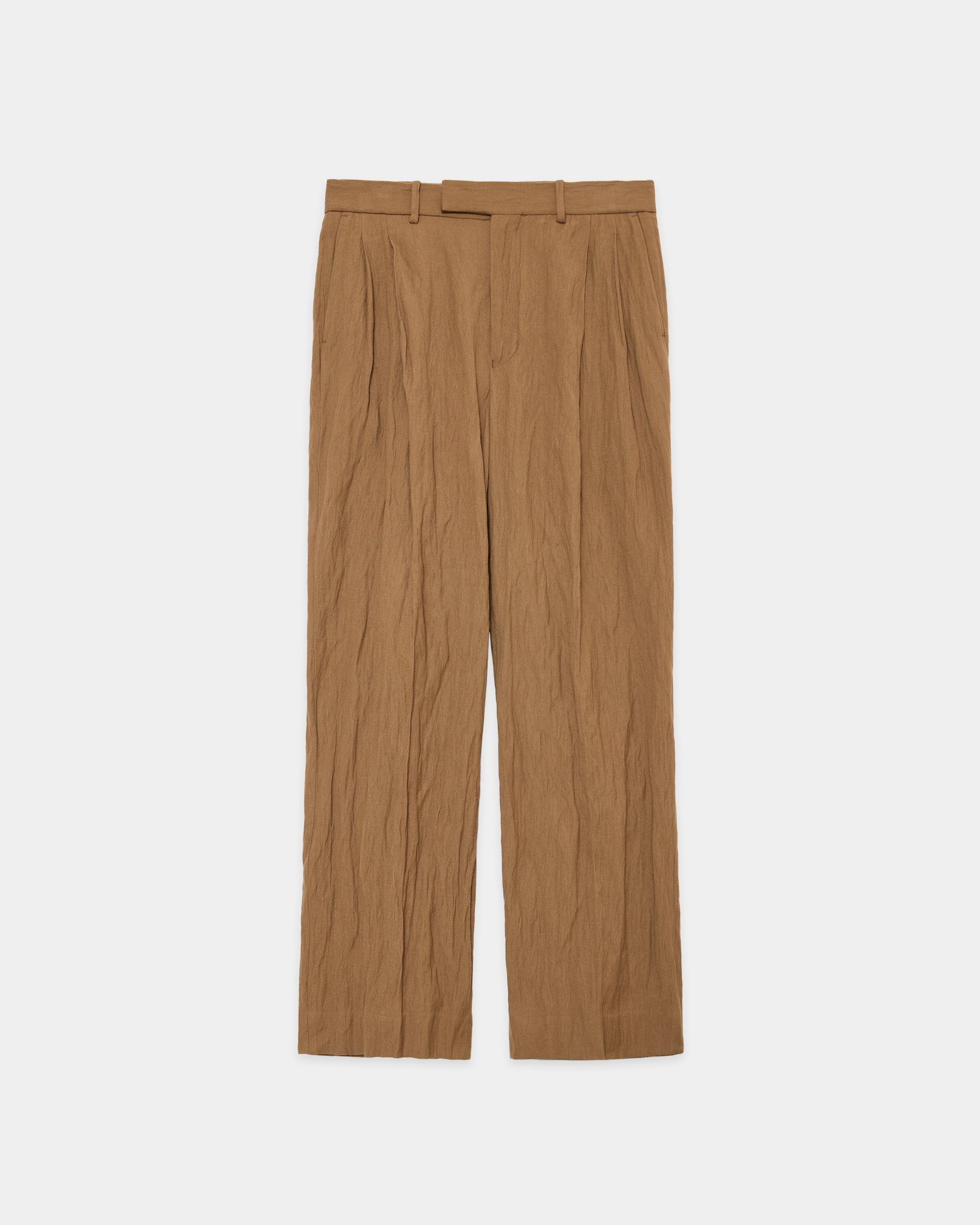 Organic Wool X Stainless Oatmeal / Double Pleated Trousers, Coyote