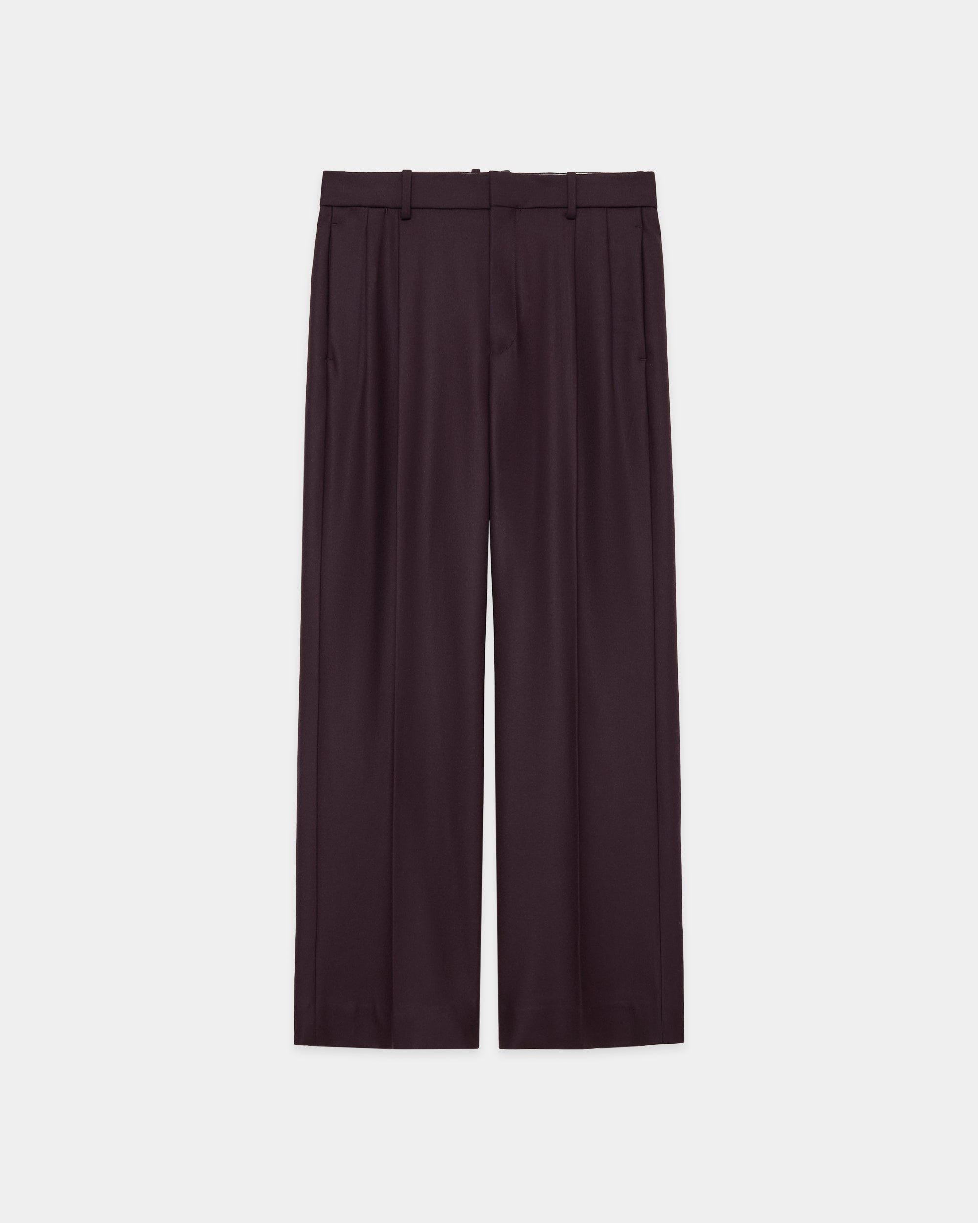 2/2/96 Wool Flannel / Double Pleated Straight Trousers, Dark Purple