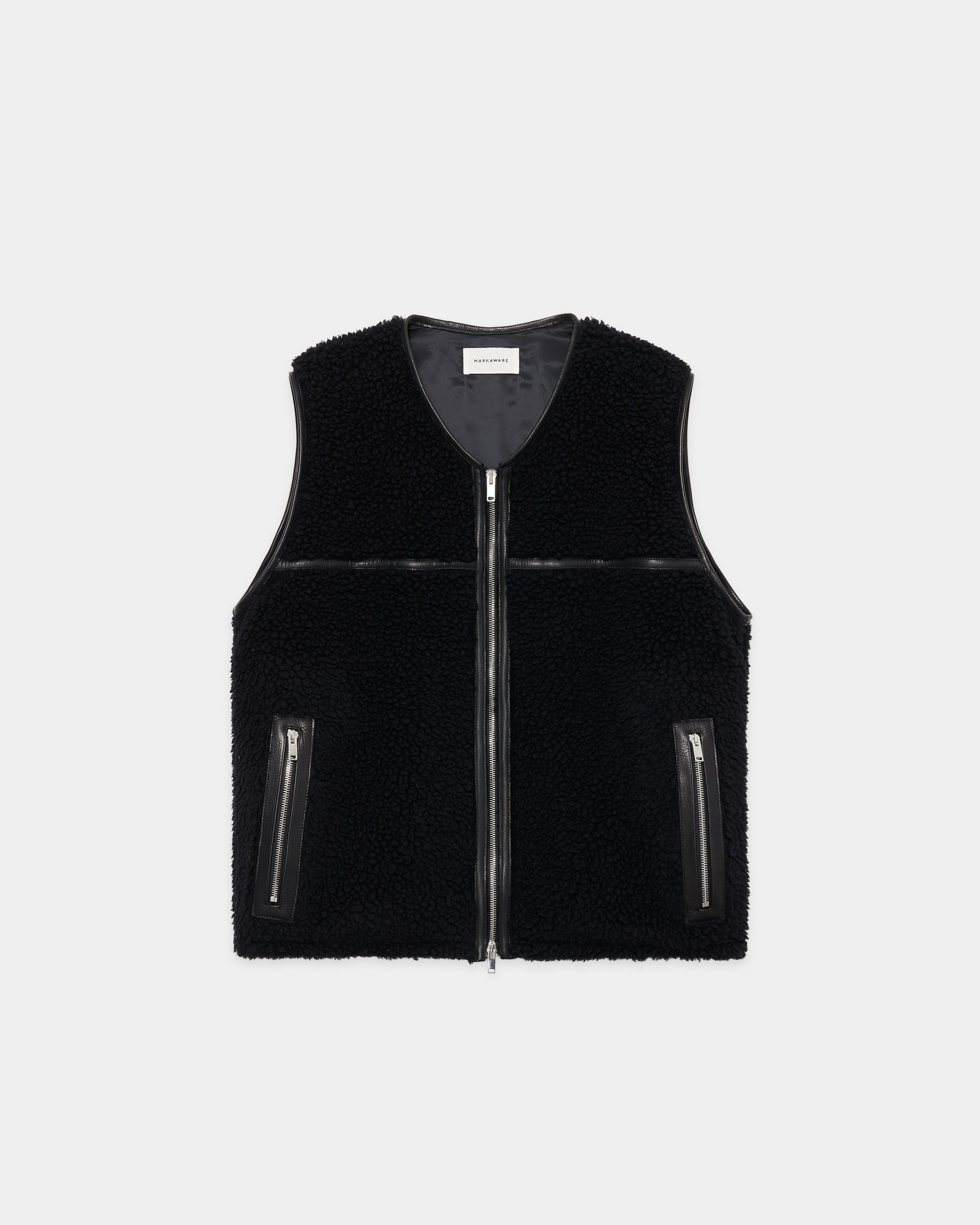 Rocky Merino Sheep Boa / Retro Vest, Black