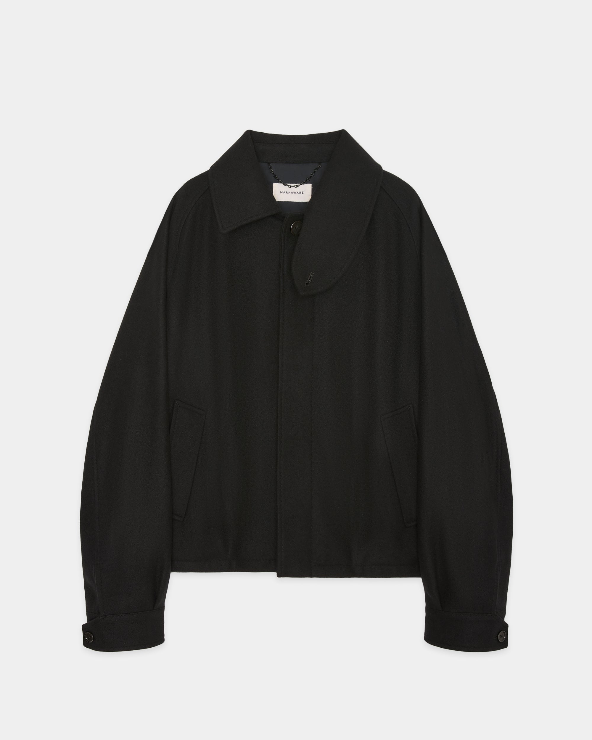 Cashmere Light Melton / Flying Man Jacket, Black