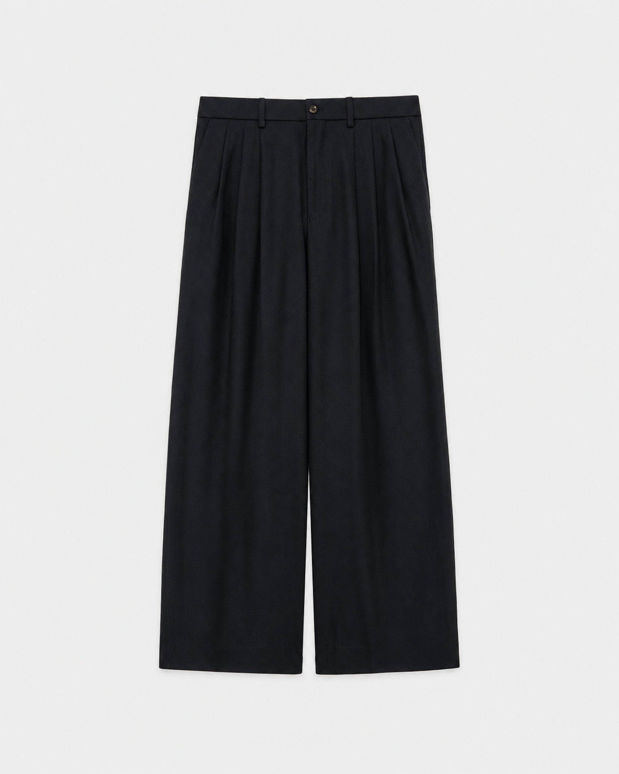 【PARKING Exclusive】Polwarth Tuxedo Cloth / Triple Pleated Wide Trousers, Black