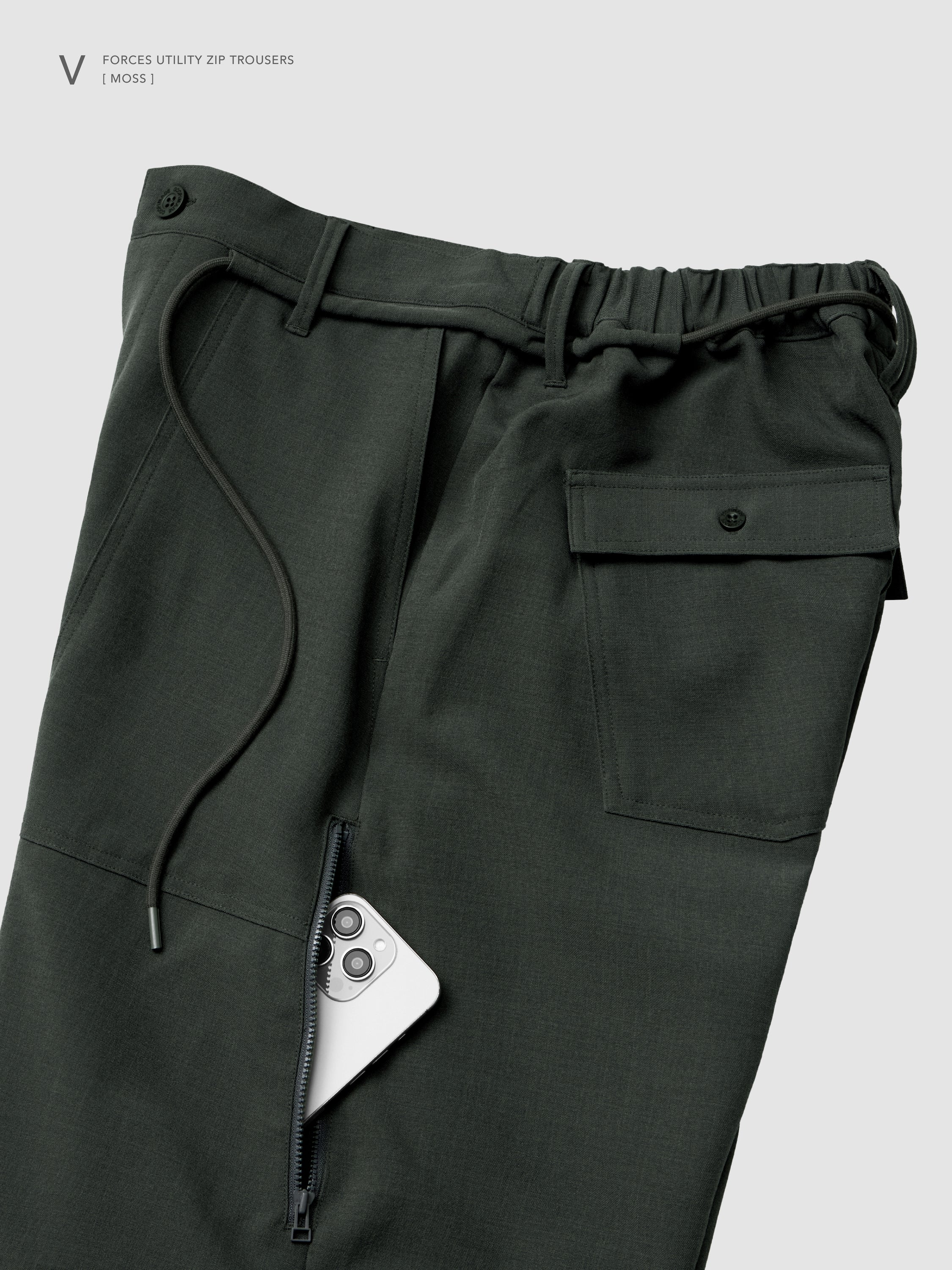 【GOOPiMADE x marka】 V / Forces Utility Zip Trousers, Moss