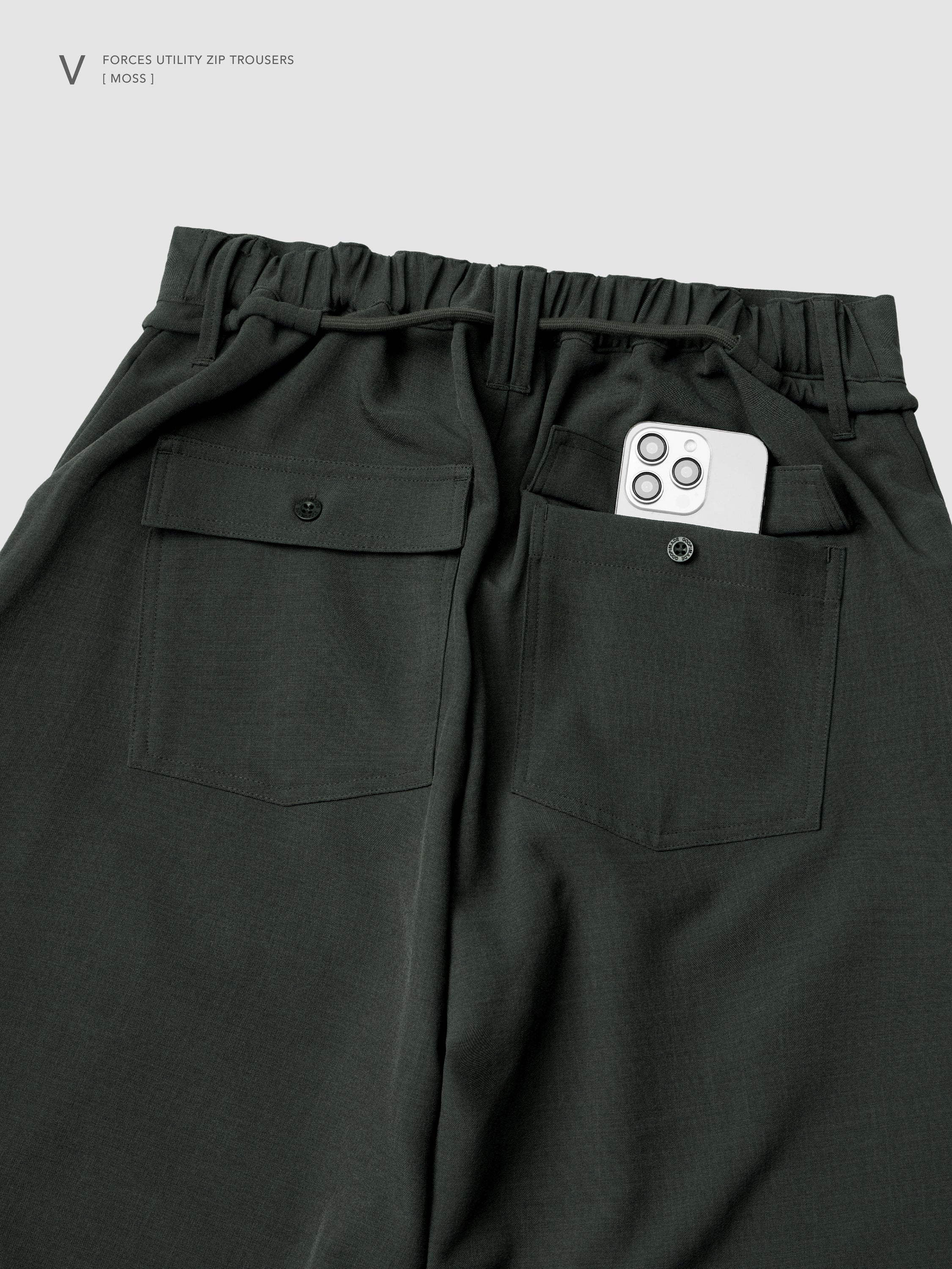 【GOOPiMADE x marka】 V / Forces Utility Zip Trousers, Moss