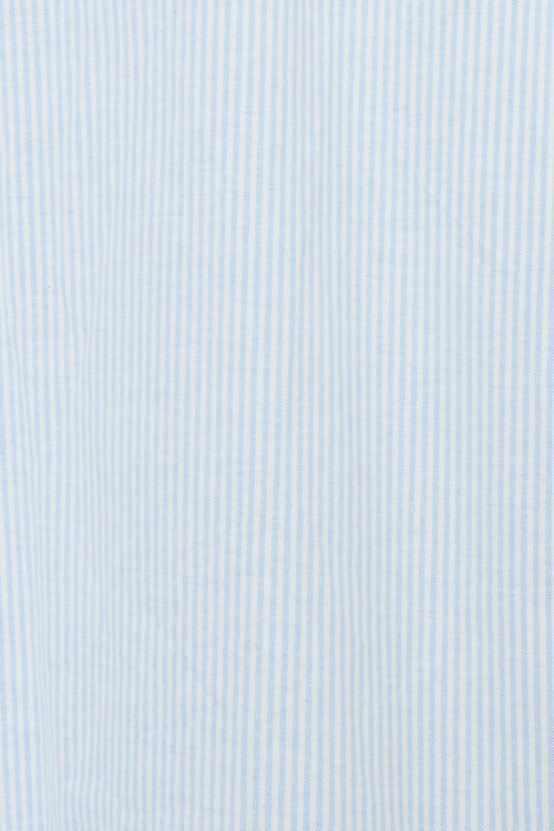 オーガニックコットンオックスストライプ / ワークシャツ S/S, Saxe Stripe