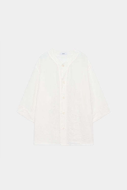 オーガニックリネン / ベースボールシャツ, White