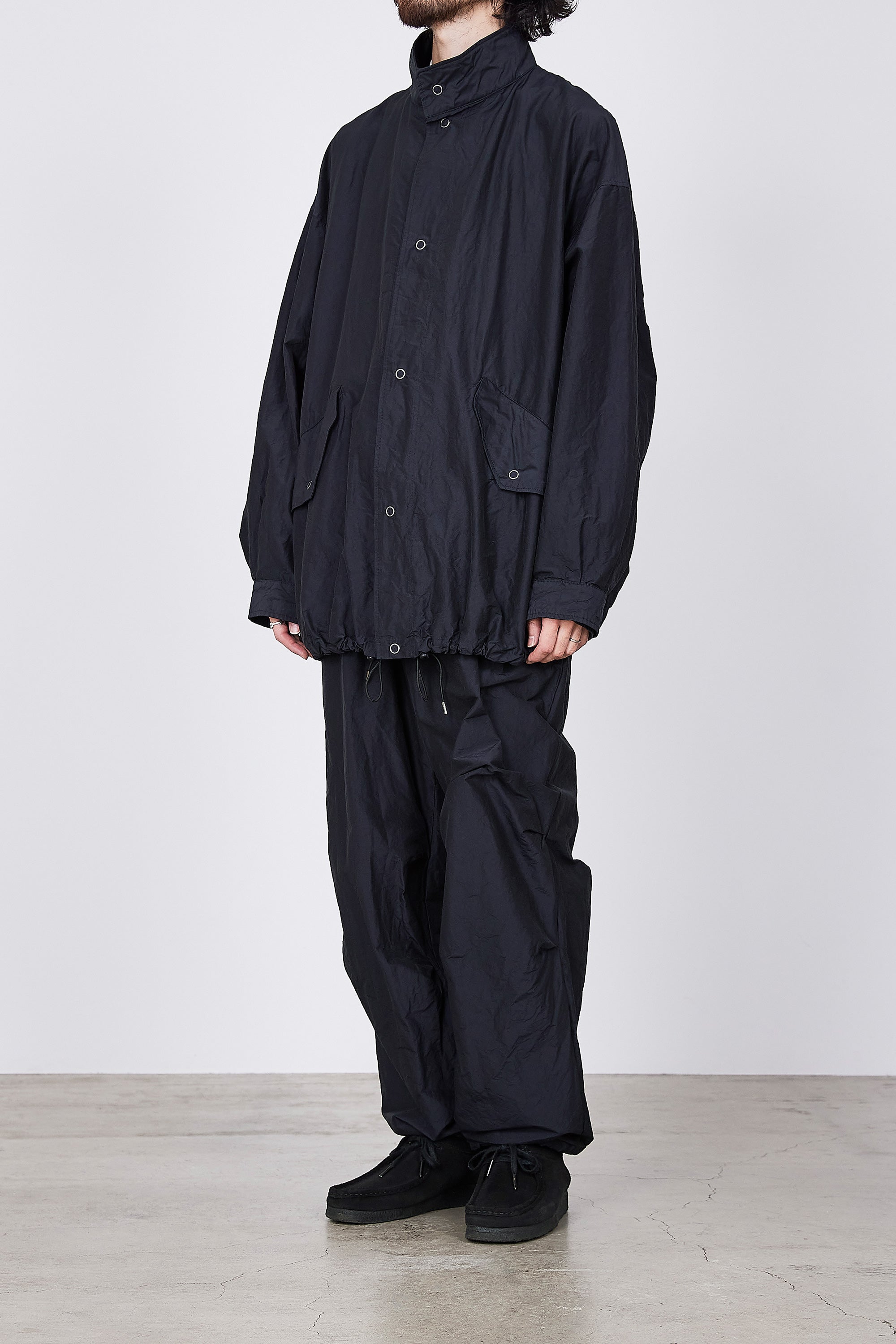 オーガニックコットンシルク高密度タイプライター / ショートモッズ, Navy