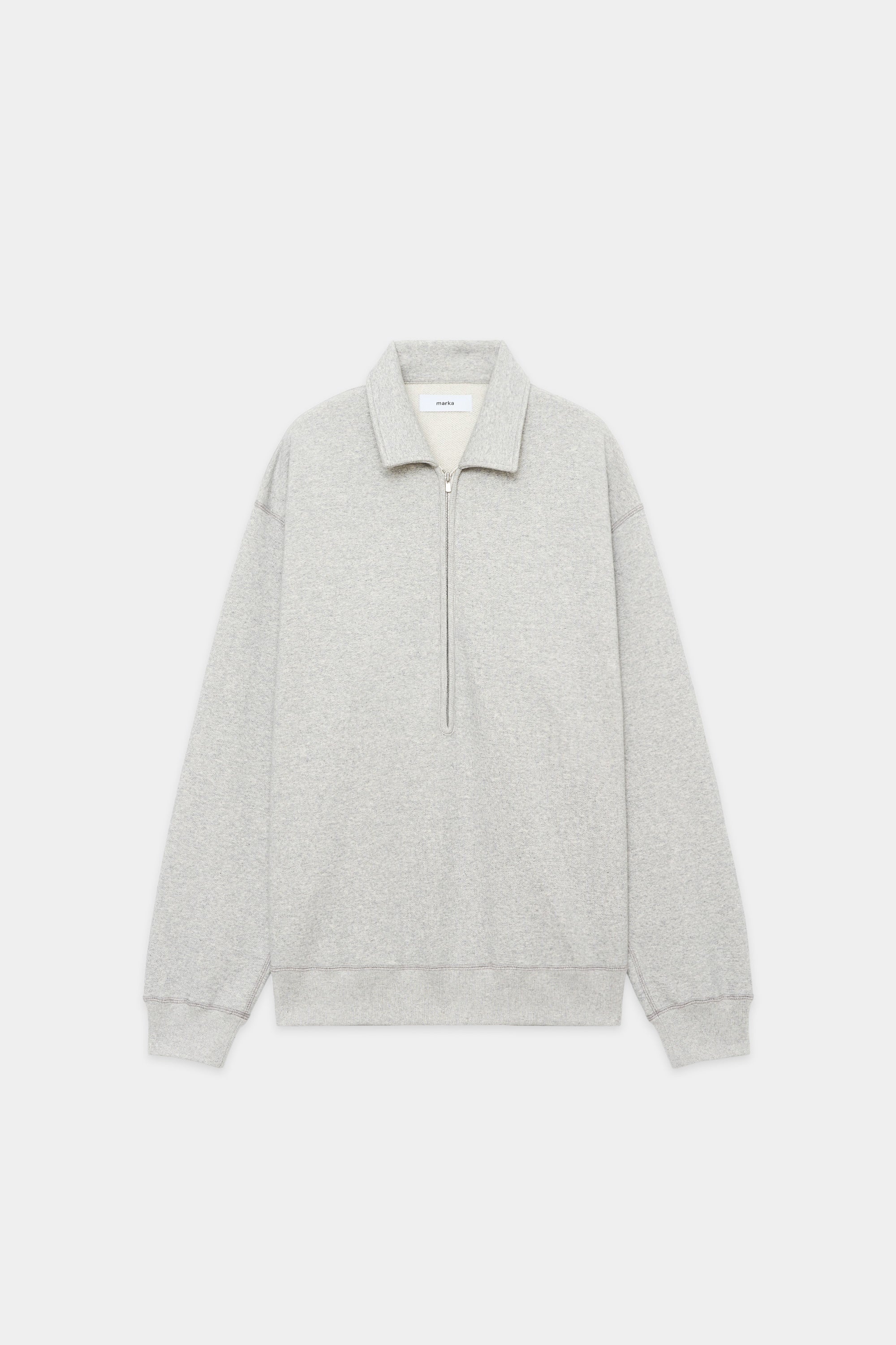 オーガニックコットン空紡裏毛 / ハーフジップポロ, Top Gray