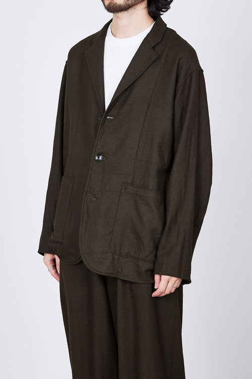 2/32 WOOL SOFT FLANNEL HOSPITAL JACKET, Dark Olive