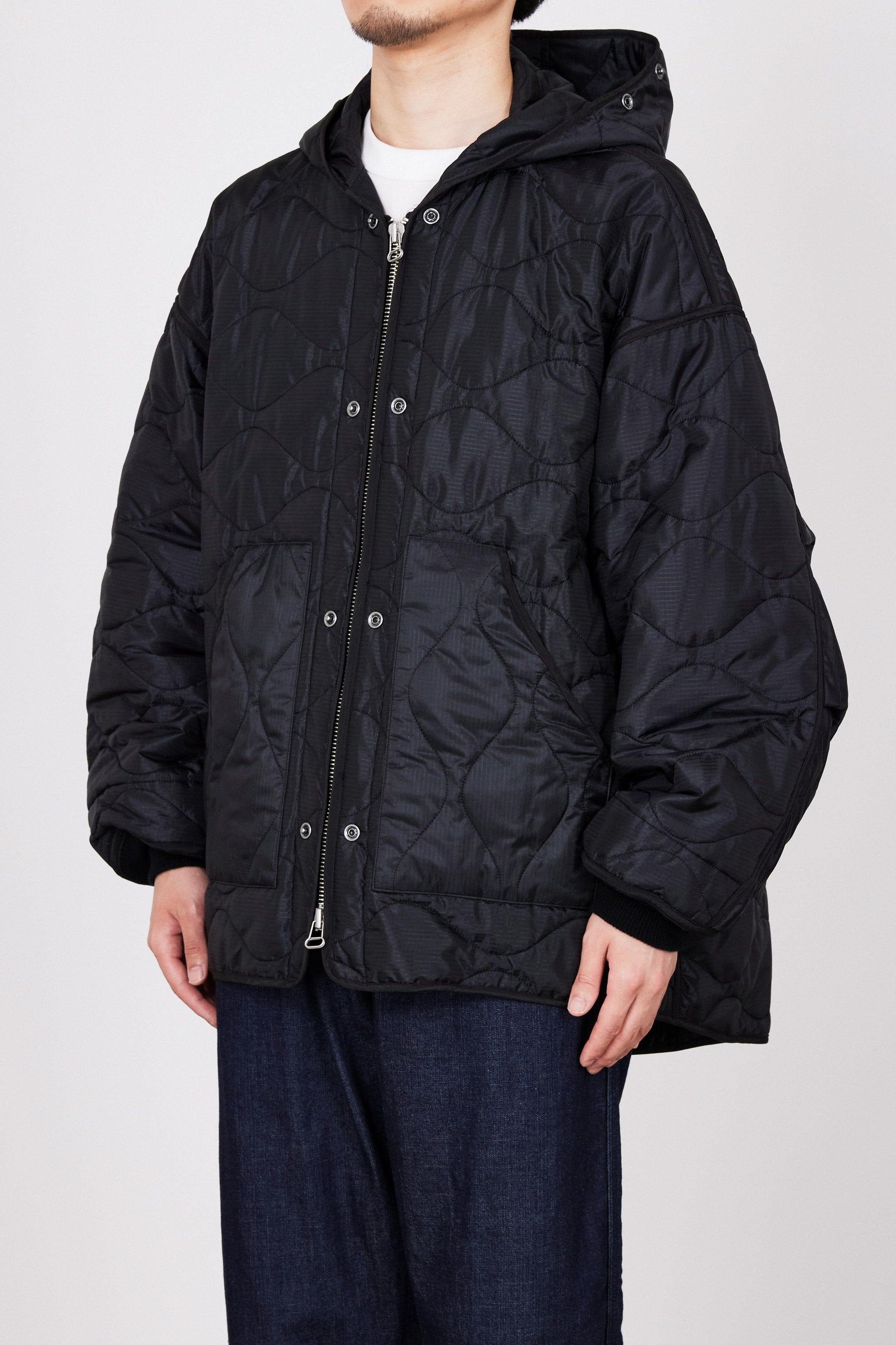 NYLON RIP STOP QUILTED LINER JACKET, Black