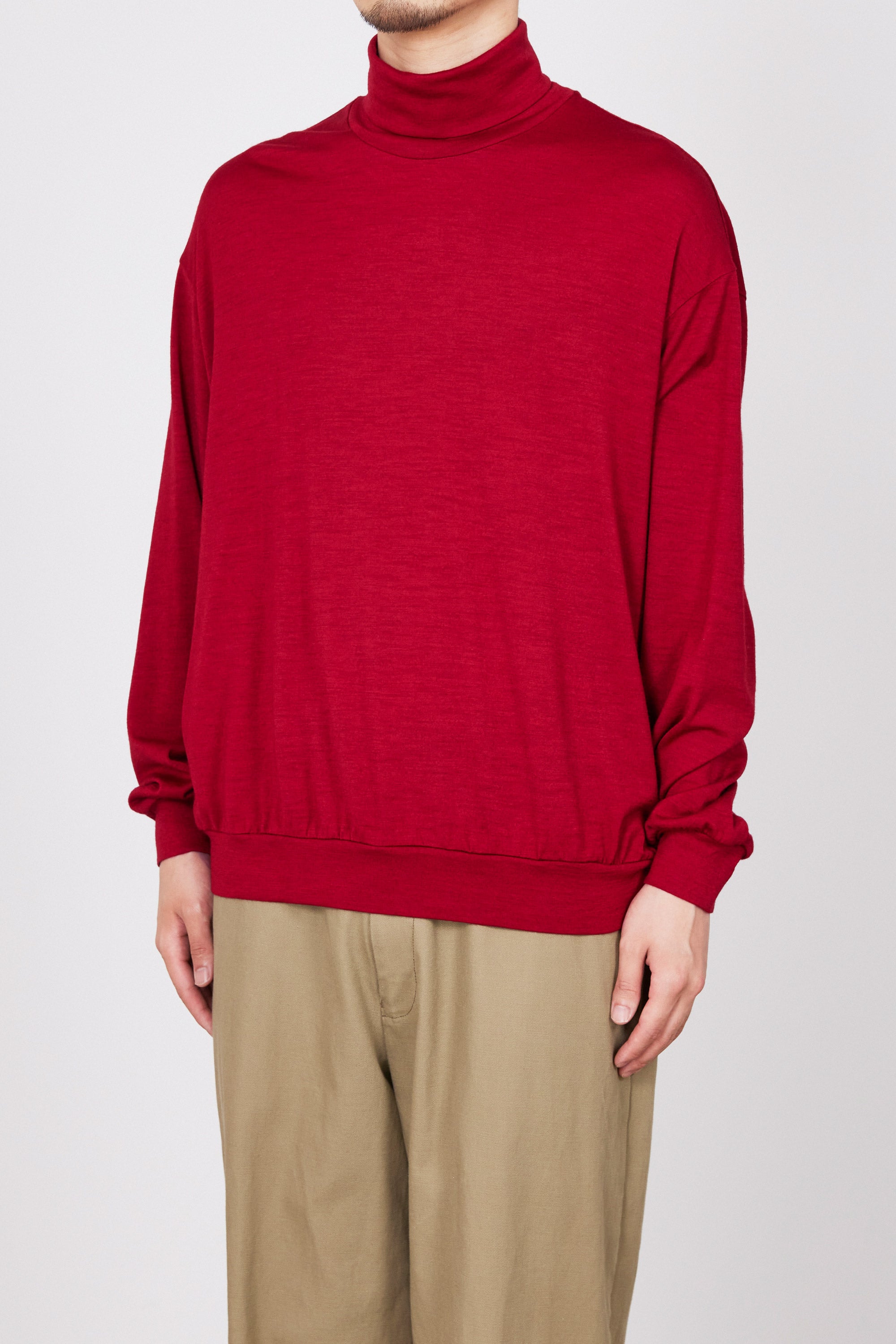 2/72 WOOL SINGLE JERSEY WASHABLE TURTLE NECK, Red
