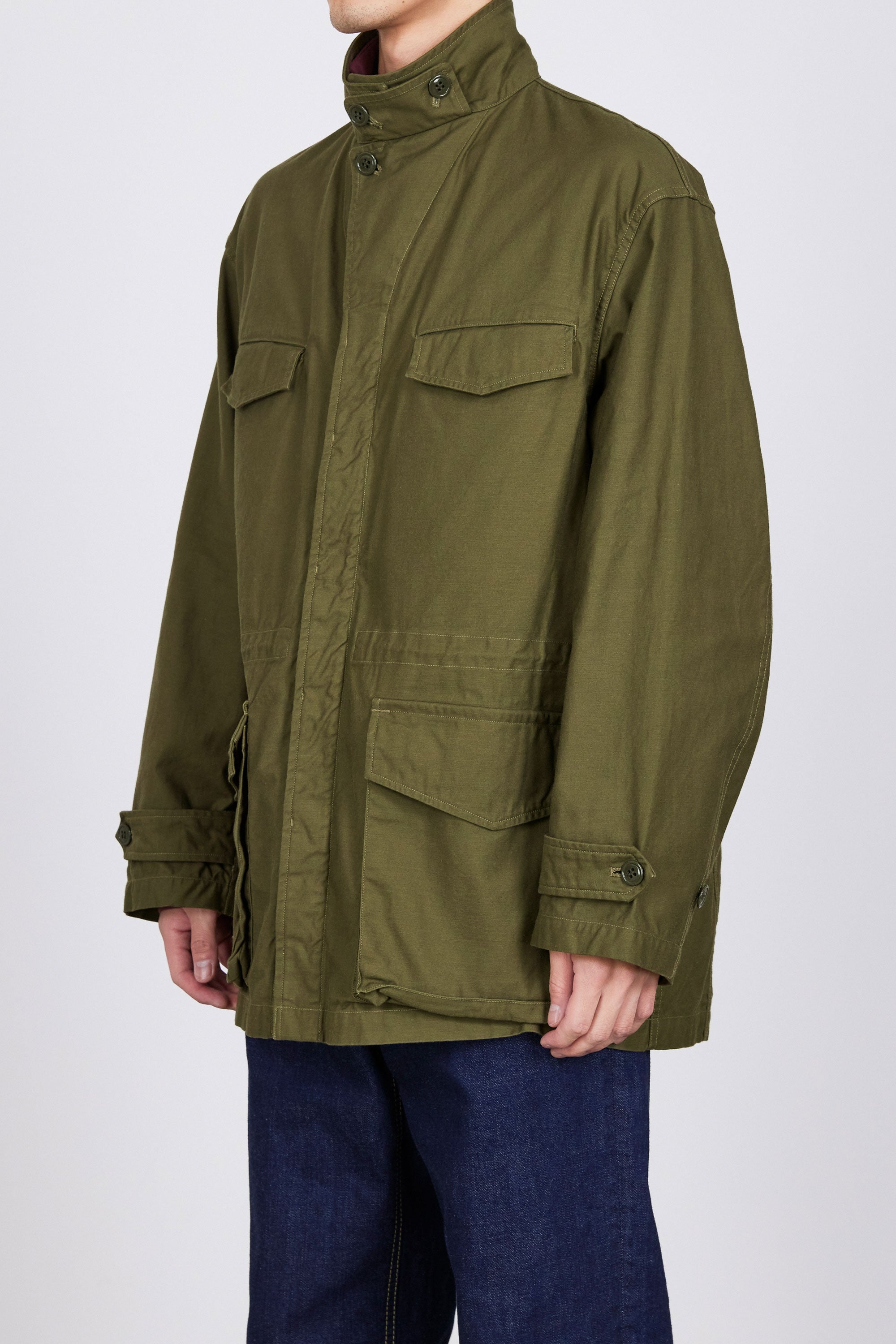 ORGANIC COTTON BACK SATIN / FIELD JACKET, Olive