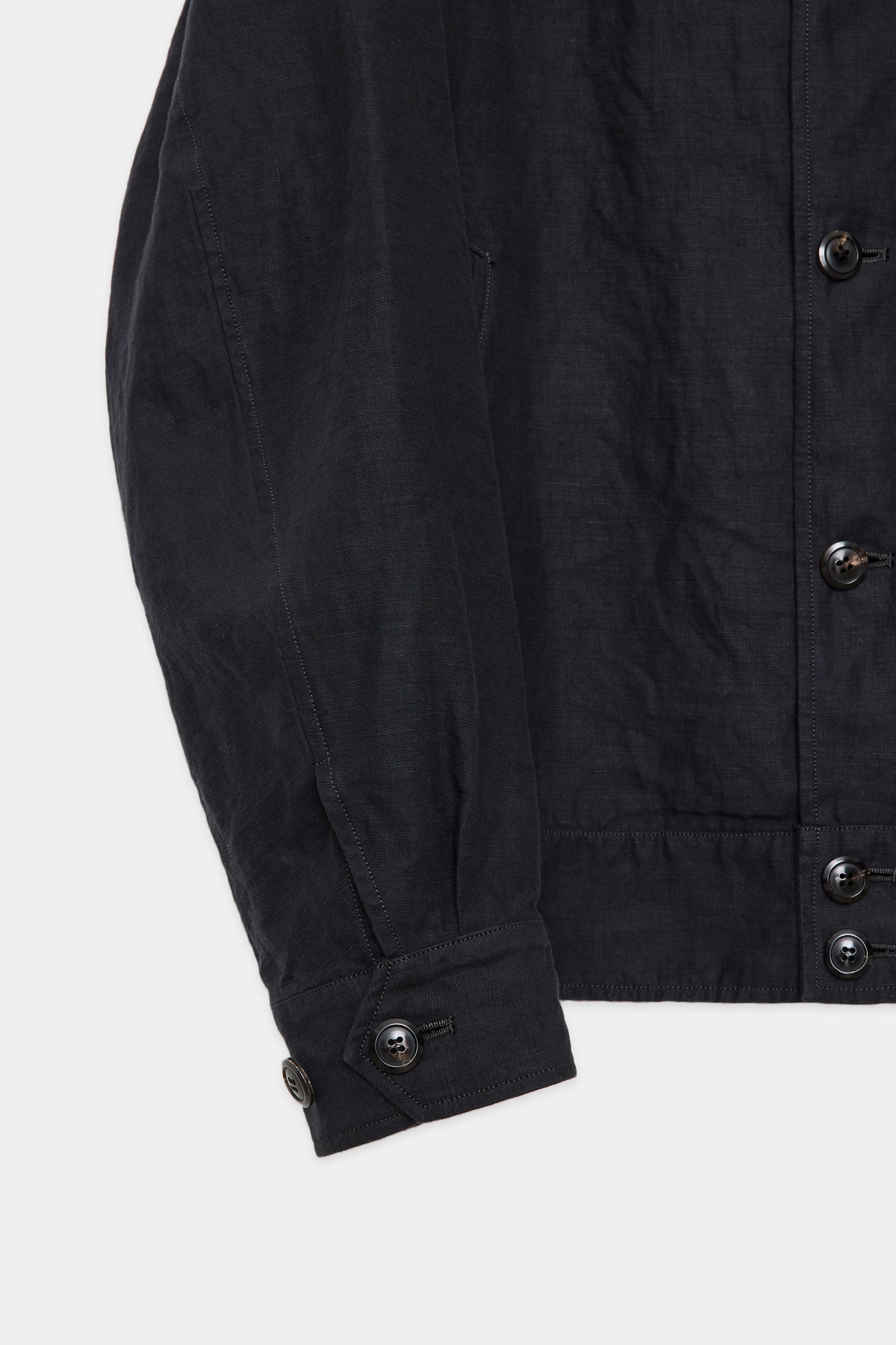 LINEN HIGH COUNT TWILL RIDING JACKET, Black
