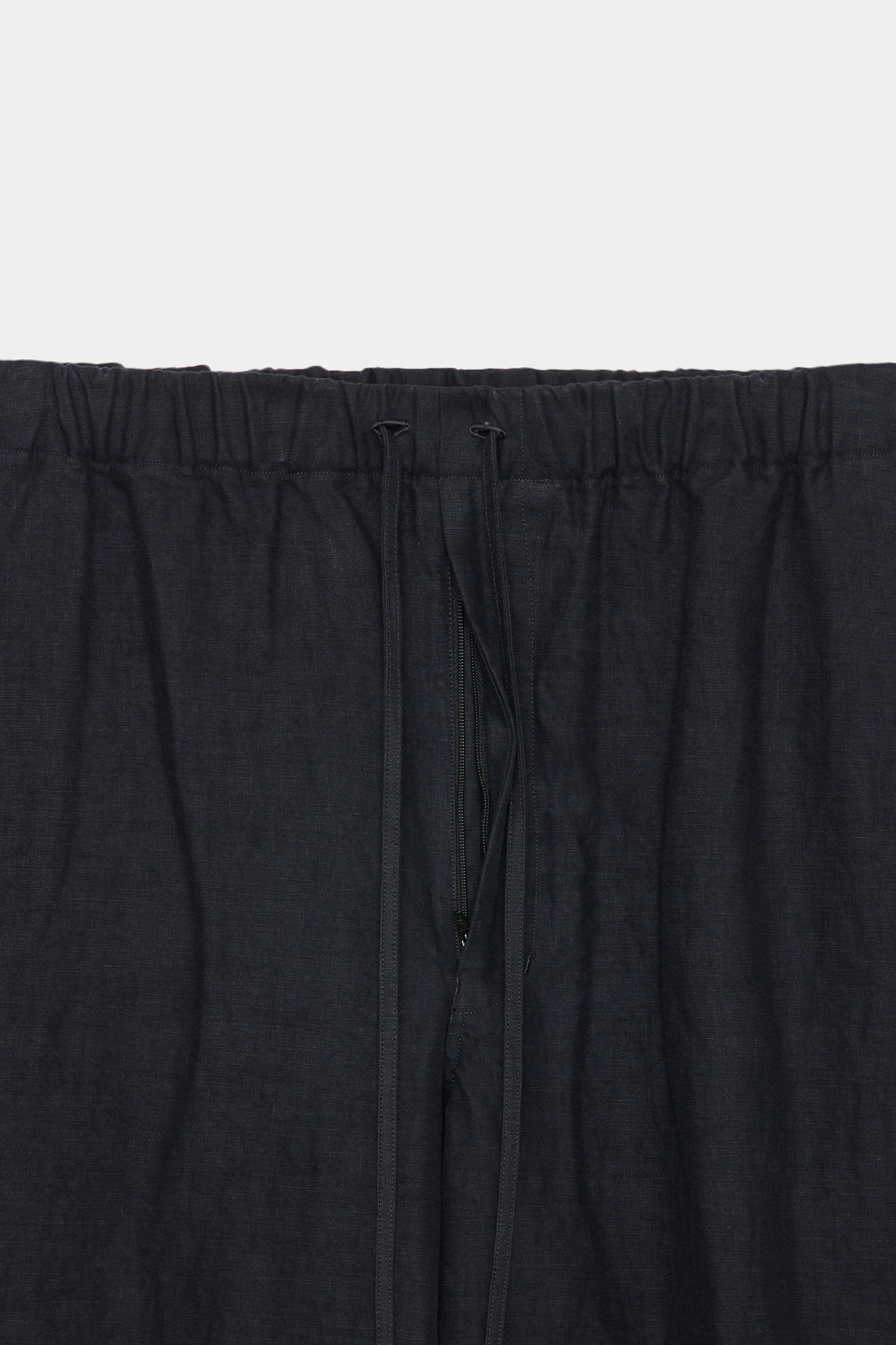 LINEN HIGH COUNT TWILL COCOON WIDE EASY PANTS, Black