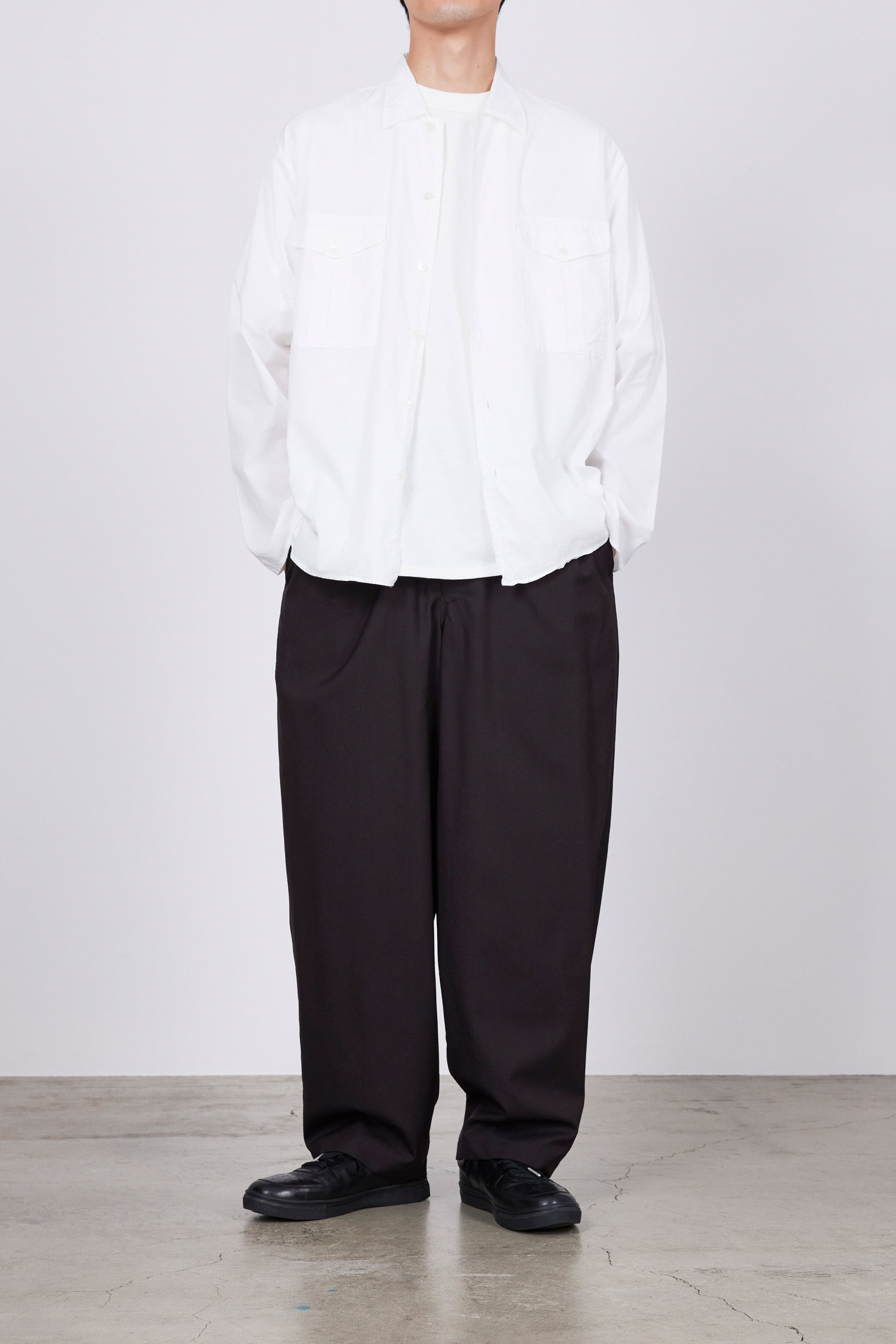 オーガニックコットンコードローン / オフィサーシャツ, White