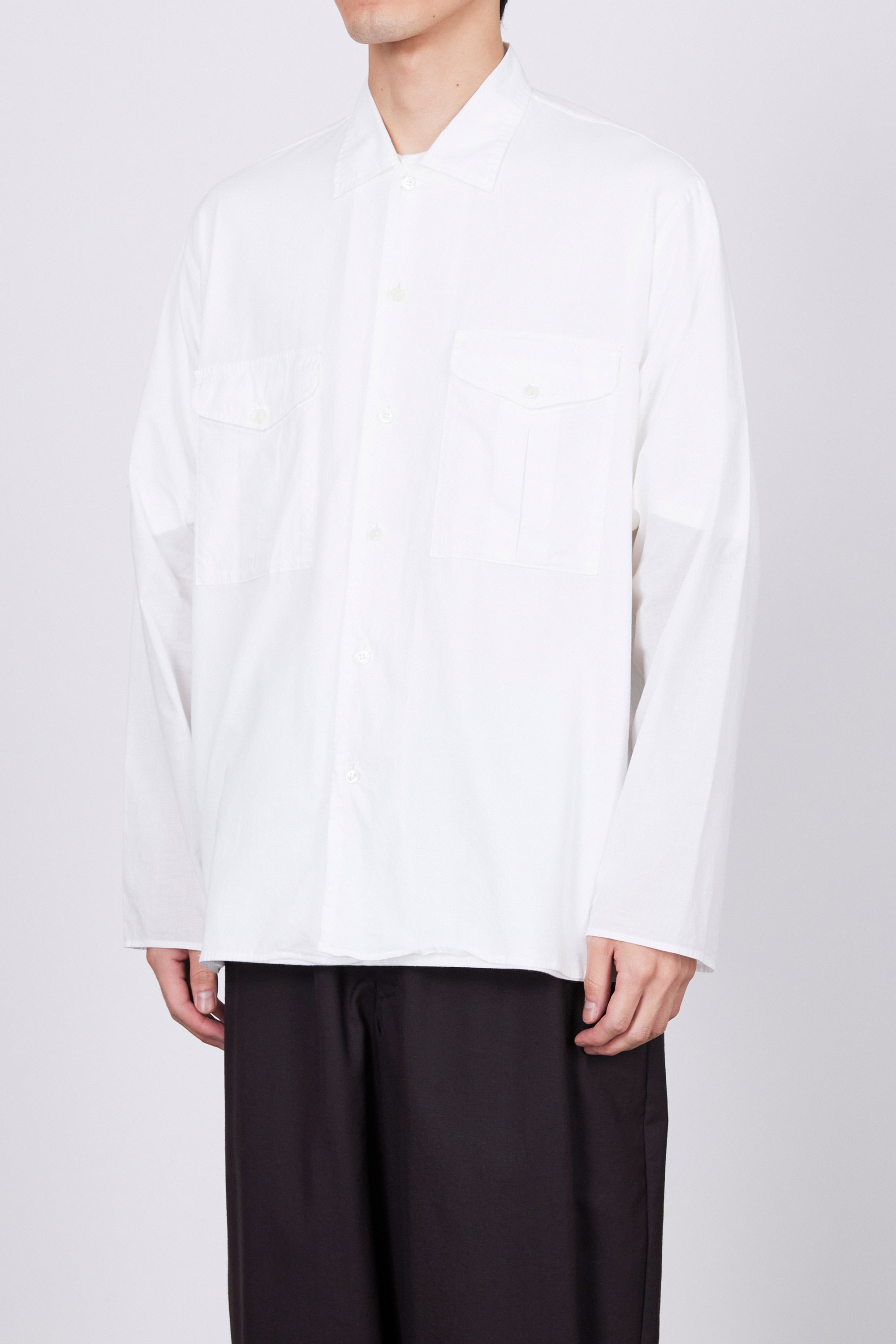 オーガニックコットンコードローン / オフィサーシャツ, White