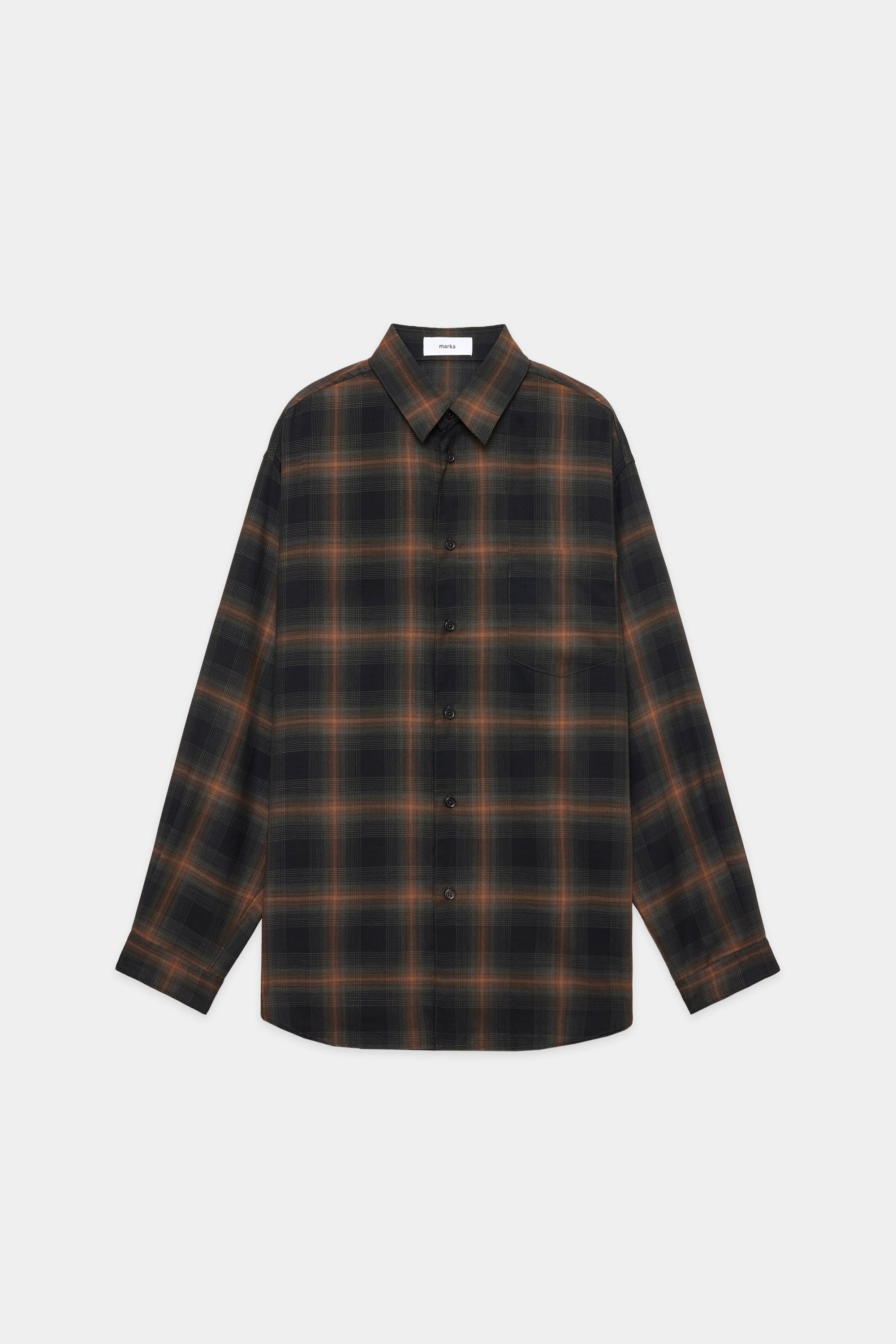 WOOL × RECYCLE POLYESTER VIYELLA CHECK SHIRT, Black Check – MARKAWARE