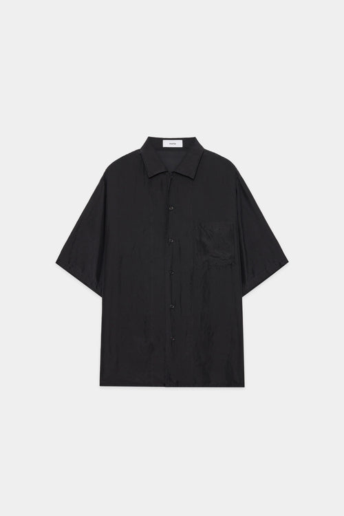 8匁シルク羽二重 / シルクオープンカラーシャツ, Dark Navy