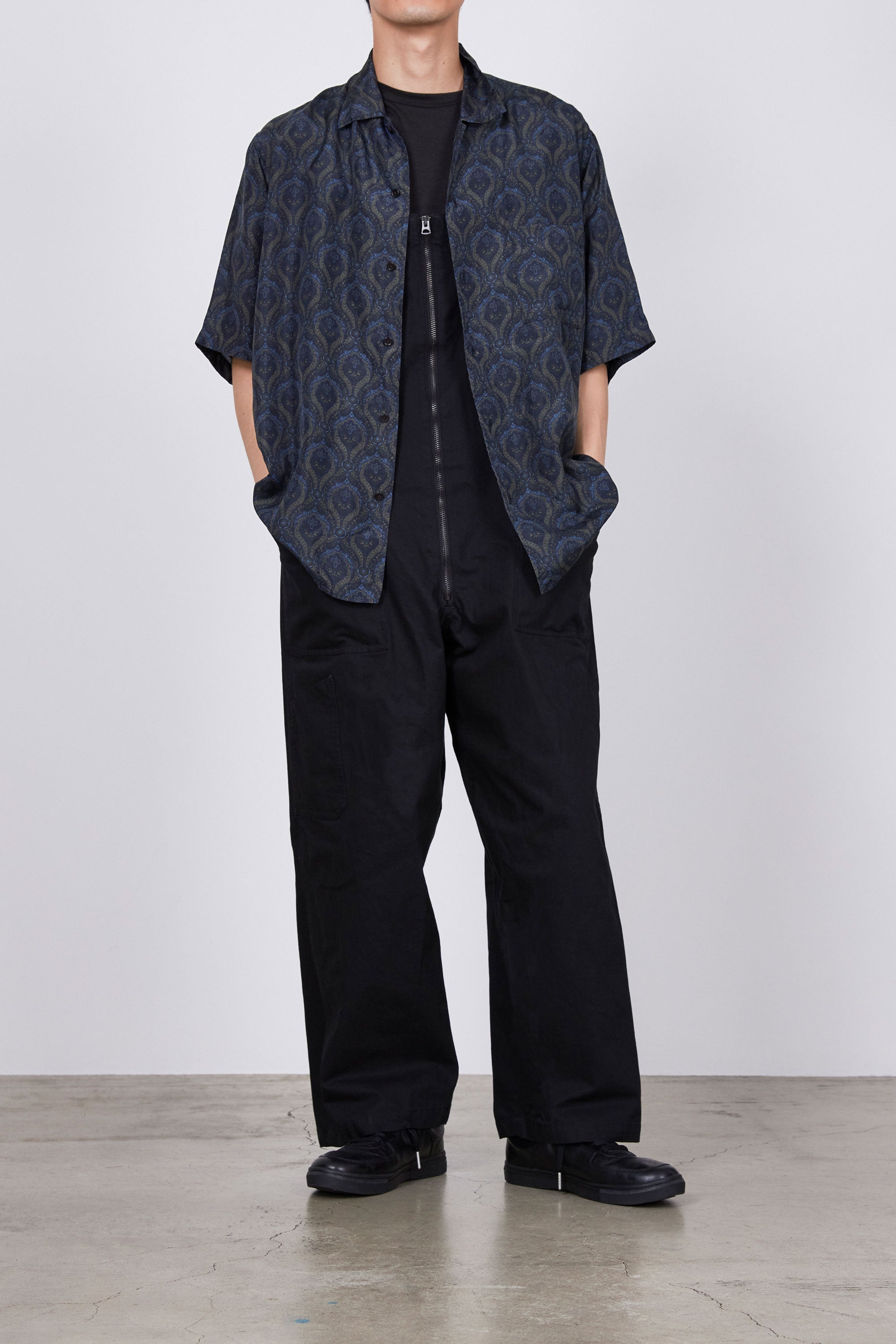 HABUTAE SILK SILK OPEN COLLAR SHIRT, Wall Cloth