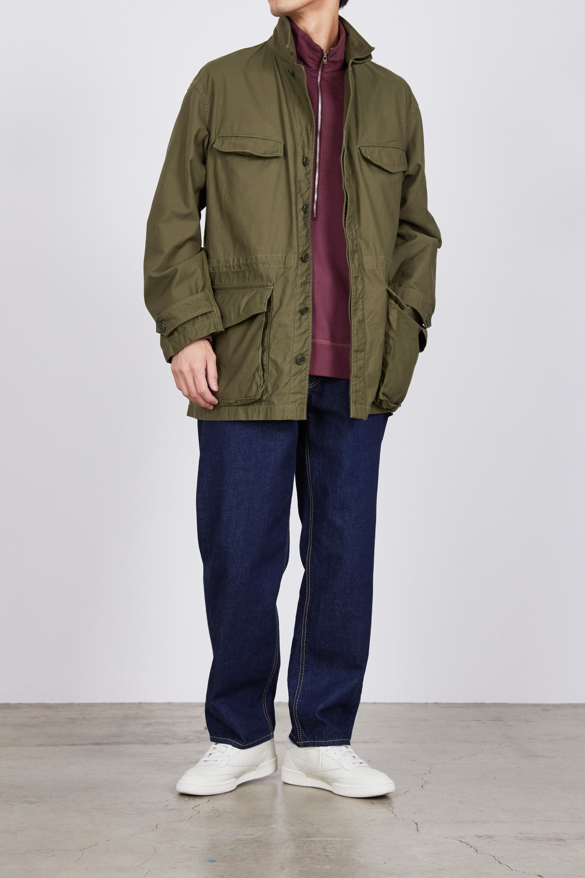 ORGANIC COTTON BACK SATIN / FIELD JACKET, Olive – MARKAWARE