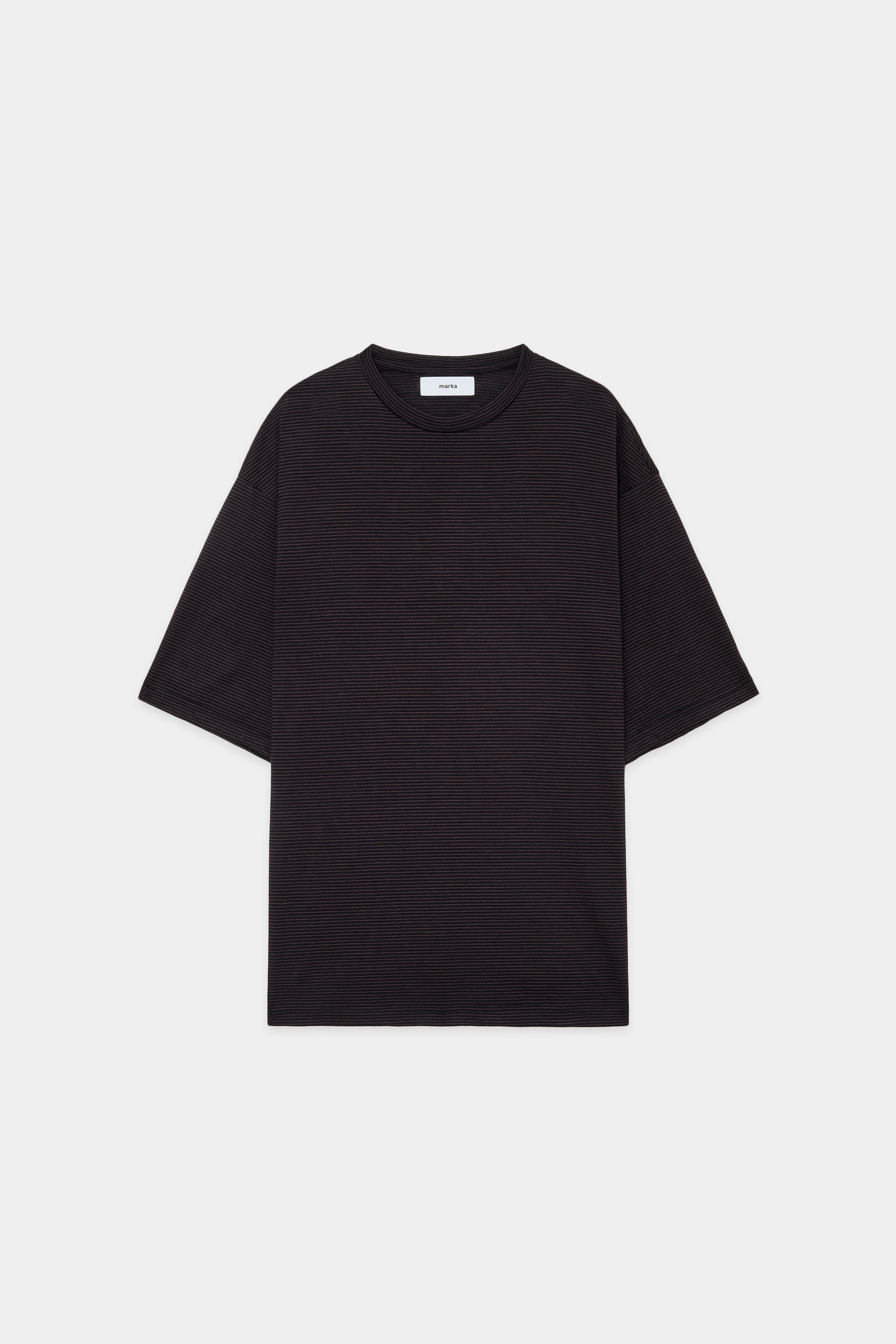 ウォッシャブルウール天竺 / クルーネックTEE, Black × Brown – MARKAWARE