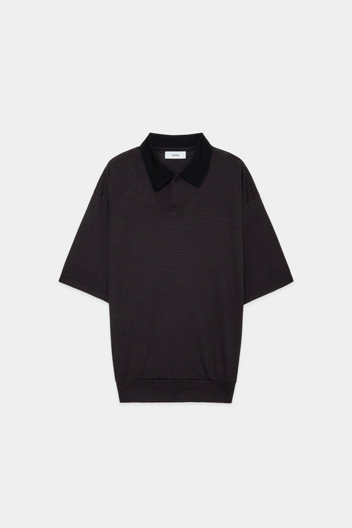 SUPER120s WOOL SINGLE JERSEY WASHABLE 1B POLO, Black × Brown