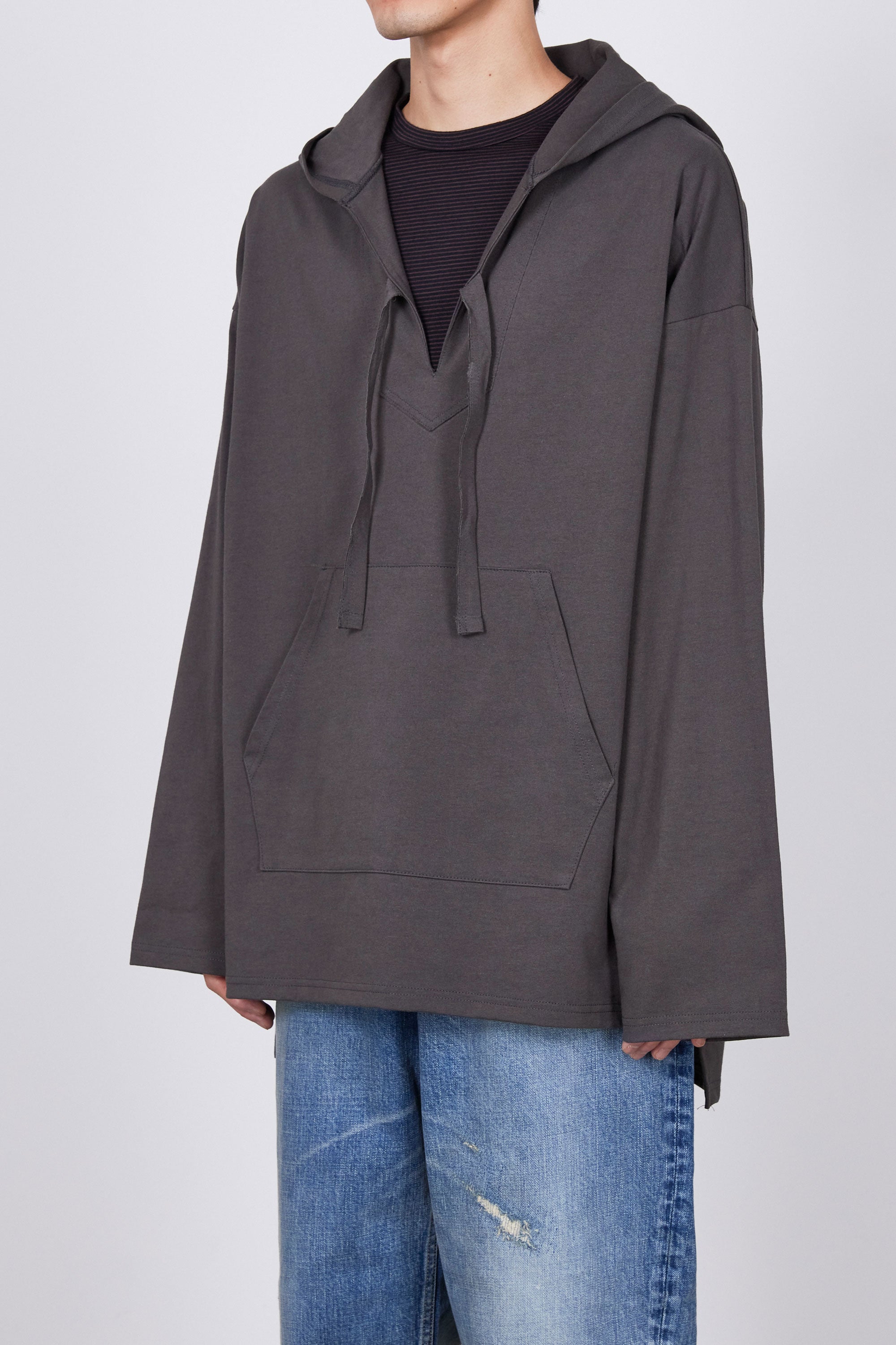 30//1 ORGANIC COTTON KNIT MEXICAN PARKA, Charcoal