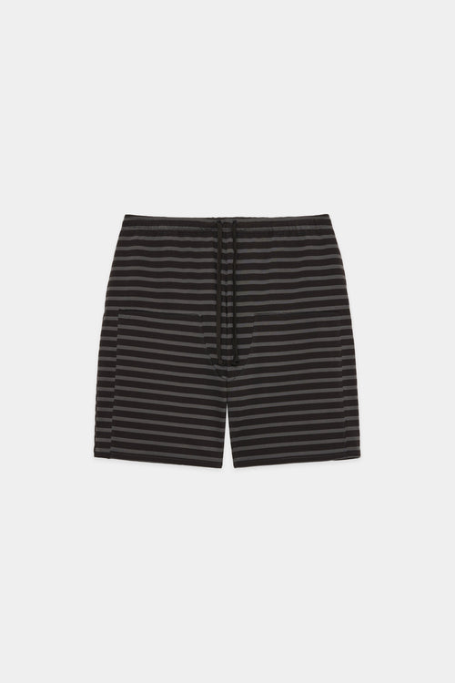 30//1 ORGANIC COTTON KNIT DOUBLE KNEE SHORTS, Brown × Charcoal