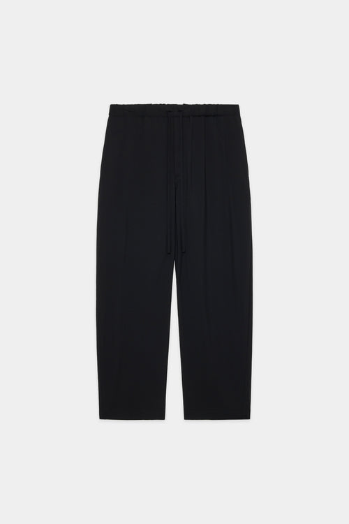 TUMBLED WOOL TROPICAL COCOON WIDE EASY PANTS, Black