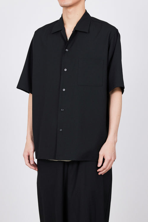 ウールトロ ワッシャータンブラー / オープンカラーシャツ S/S, Black