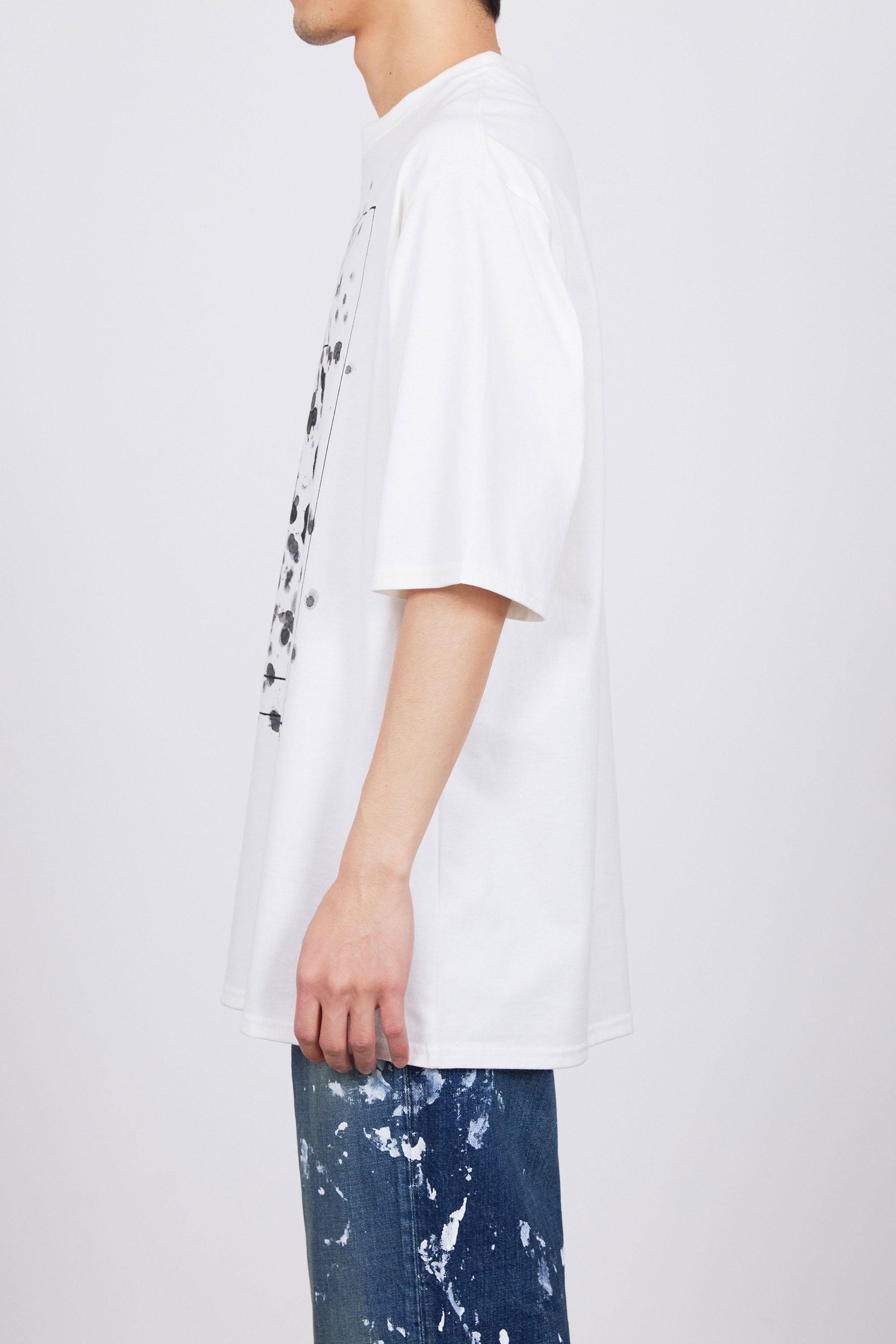 40/2 ORGANIC COTTON KNIT PRINT TEE "WAKUTOSUMI", White